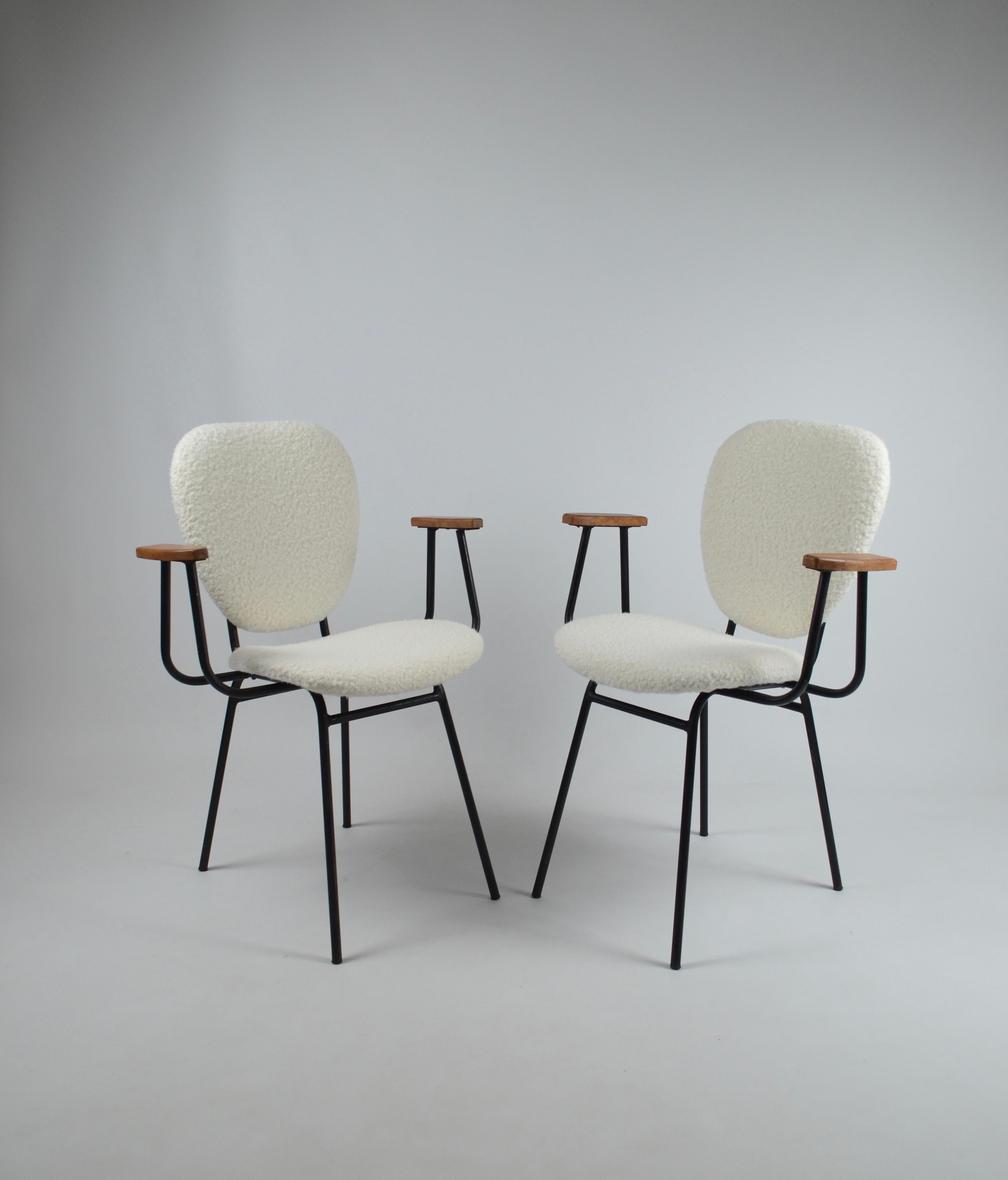 Set of 2 armchairs by Jacques Hitier for Tubauto, 1950s, France In Good Condition For Sale In Marinha Grande, PT