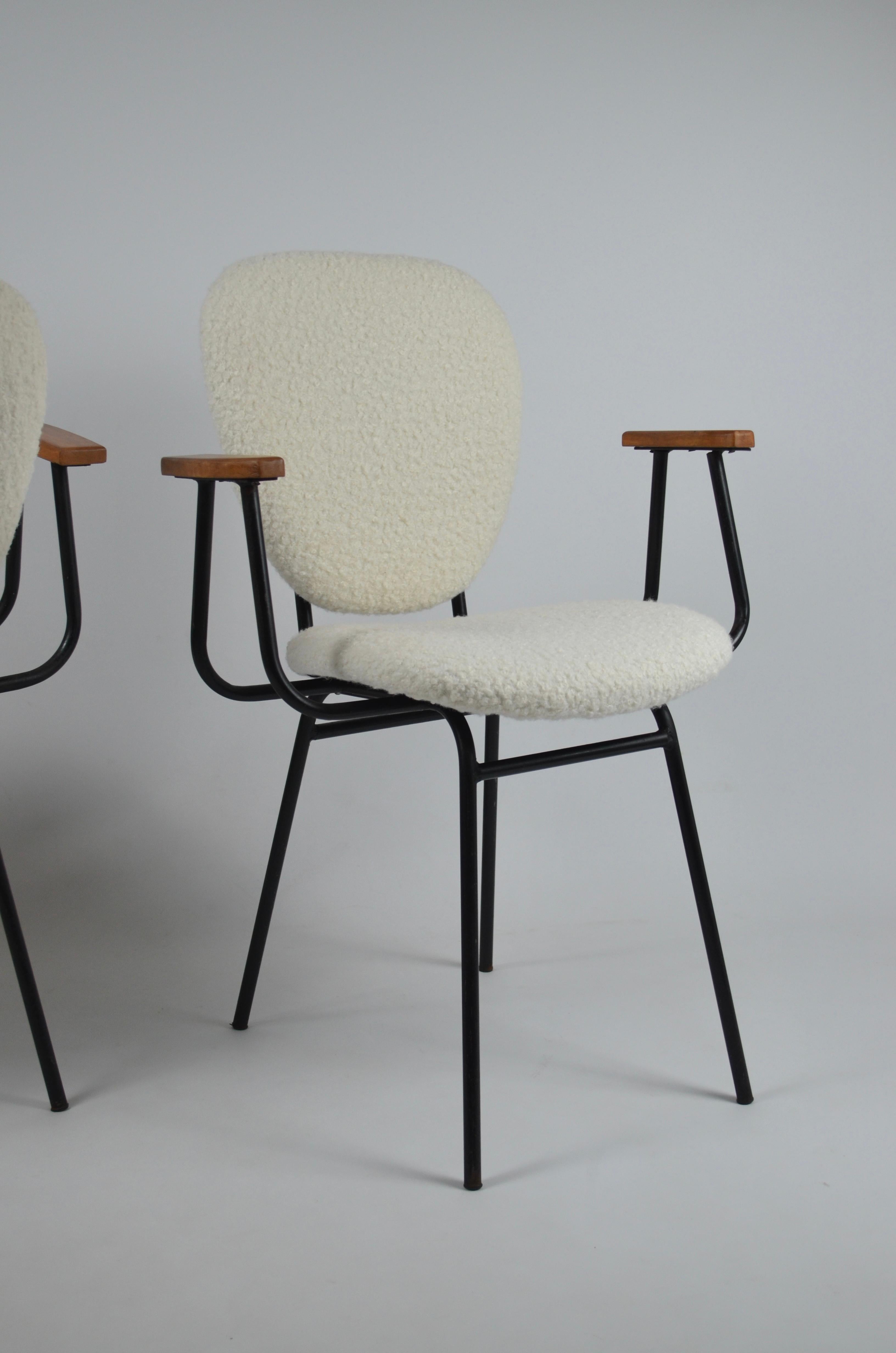 Mid-20th Century Set of 2 armchairs by Jacques Hitier for Tubauto, 1950s, France For Sale