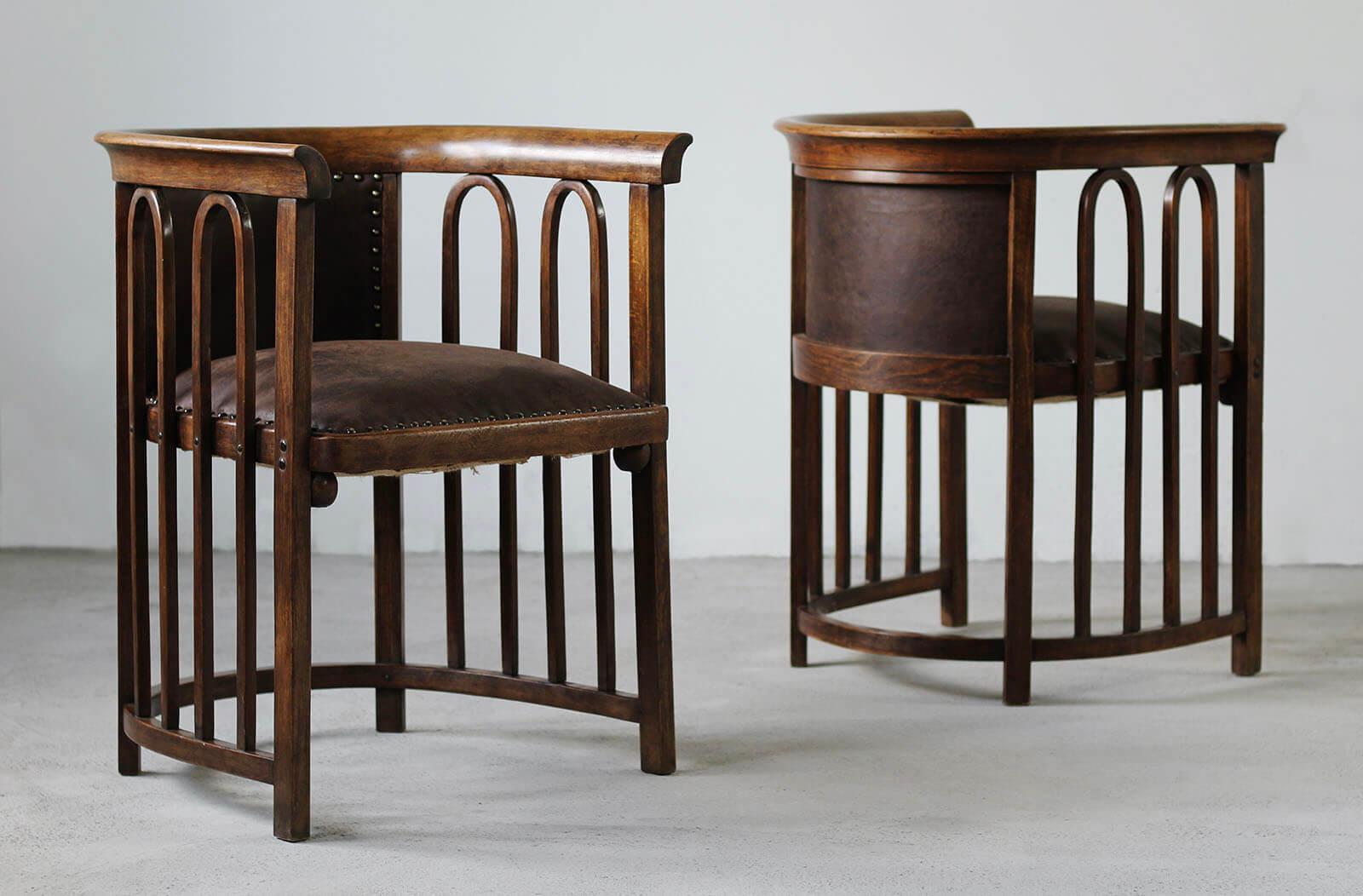 Set of 2 Armchairs designed by J. Hoffman, Model No. 423, Early 20th Century For Sale 1