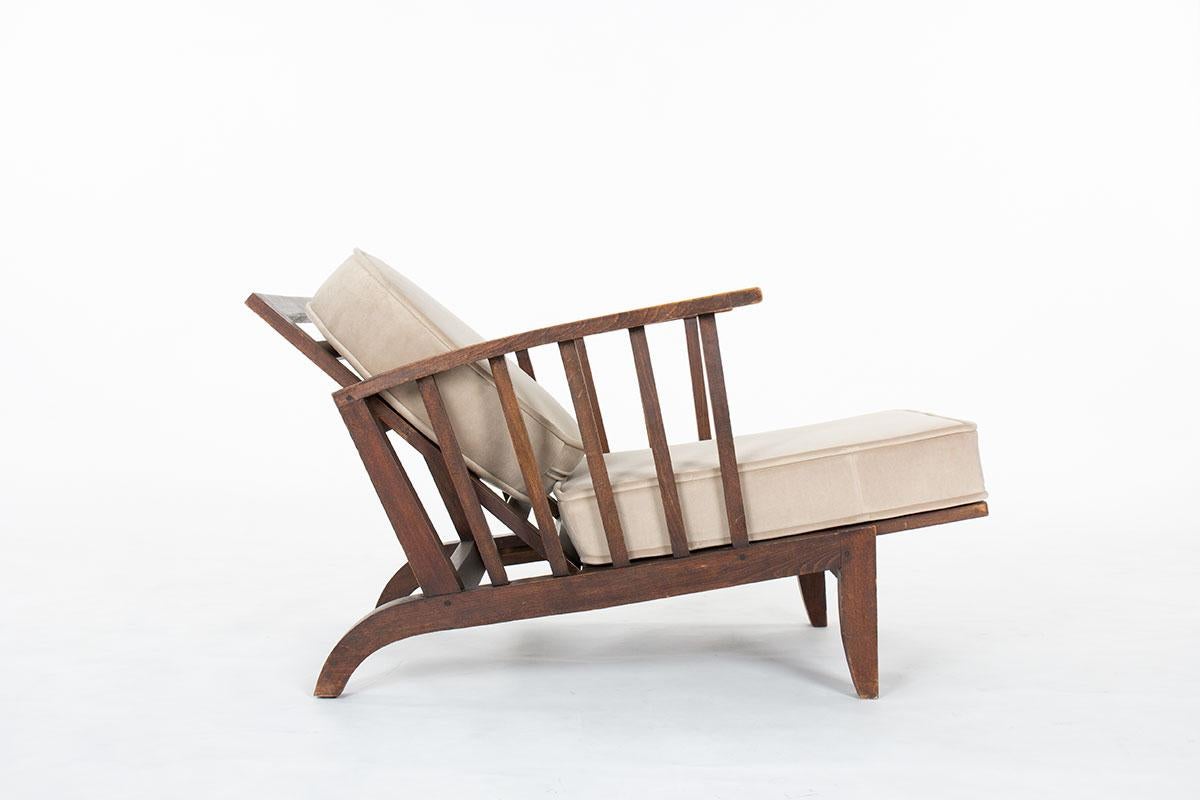 Velluto Set di 2 poltrone in faggio e velluto, 1950 in vendita