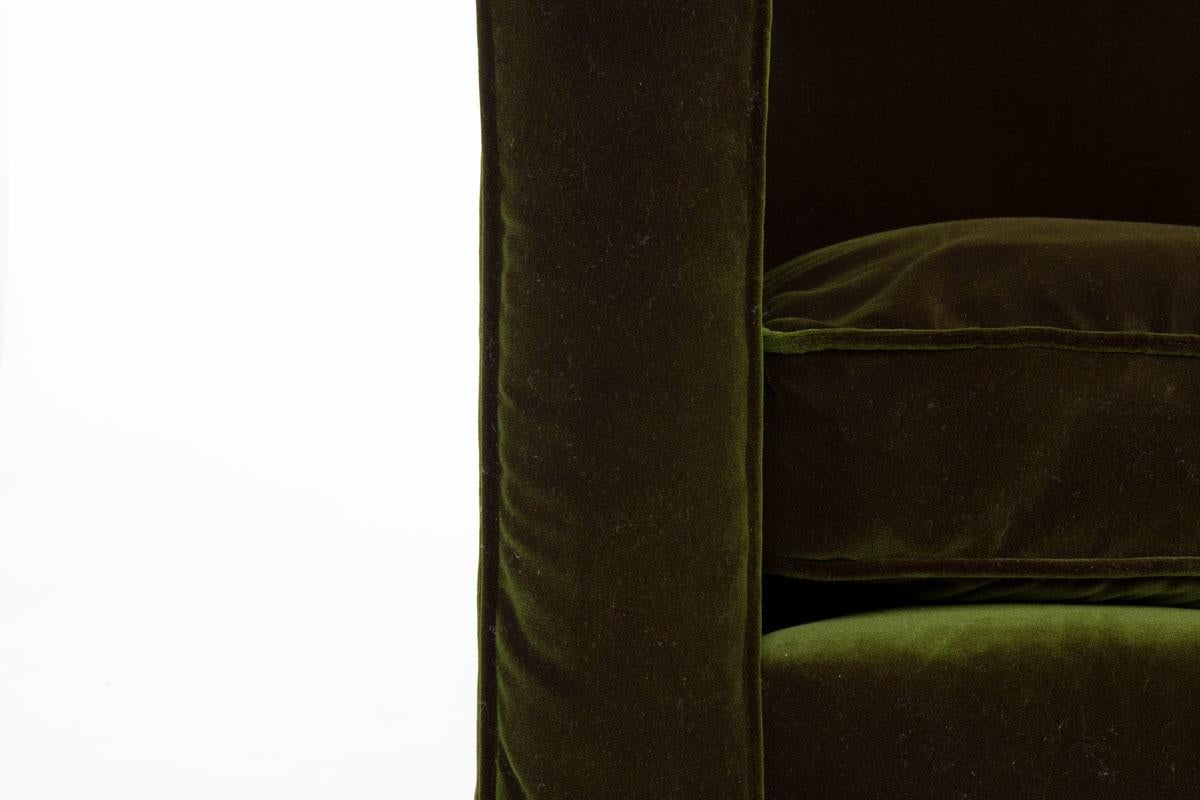 Set of 2 armchairs in green velvet and oak Art Deco design 1930 2