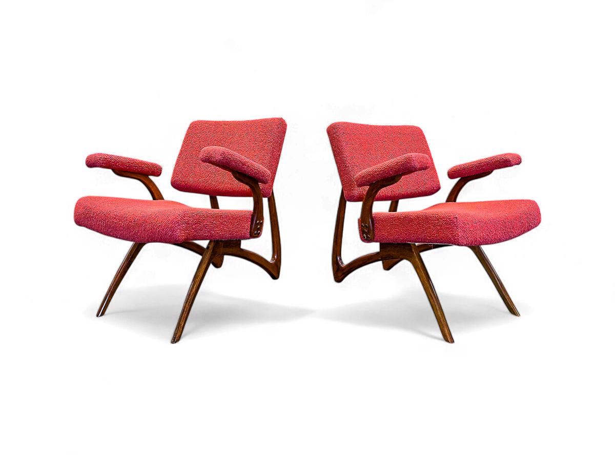 Juego de 2 Sillones en Madera Dura y Boucle de Movies Cimo, c. 1950s en venta 3