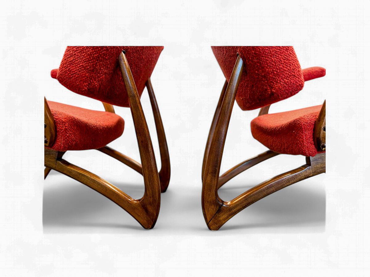 Juego de 2 Sillones en Madera Dura y Boucle de Movies Cimo, c. 1950s en venta 4
