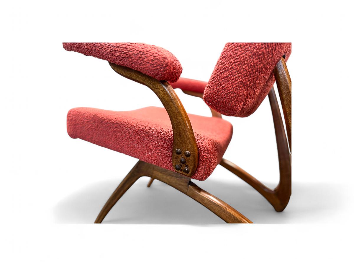 Juego de 2 Sillones en Madera Dura y Boucle de Movies Cimo, c. 1950s en venta 5
