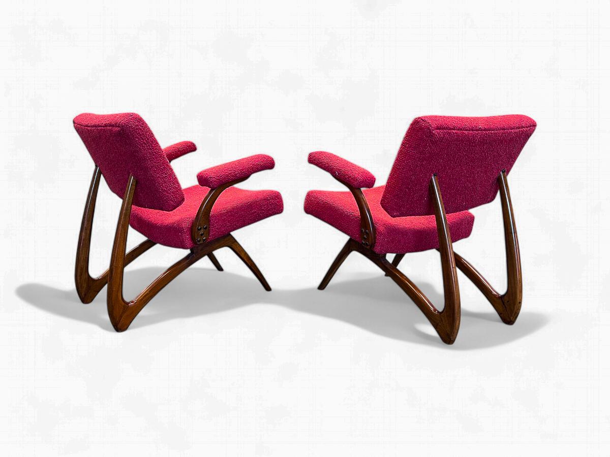 Juego de 2 Sillones en Madera Dura y Boucle de Movies Cimo, c. 1950s en venta 7