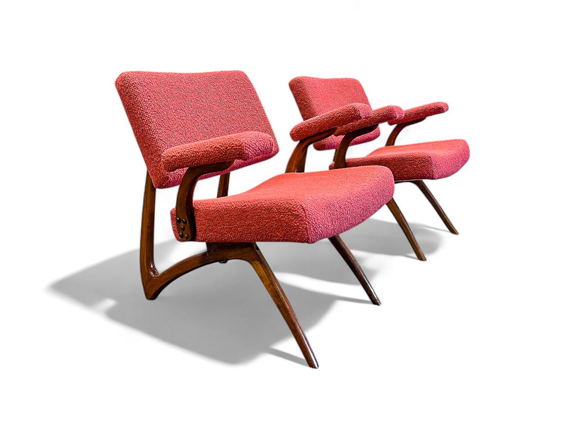Juego de 2 Sillones en Madera Dura y Boucle de Movies Cimo, c. 1950s en venta 2
