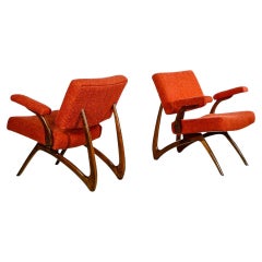 Set of 2 Armchairs in Hardwood & Boucle by Movies Cimo, c. 1950s