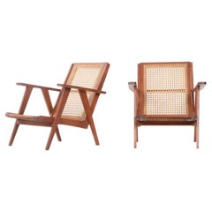 Set of 2 Armchairs in Mahogany and Caned, 1950