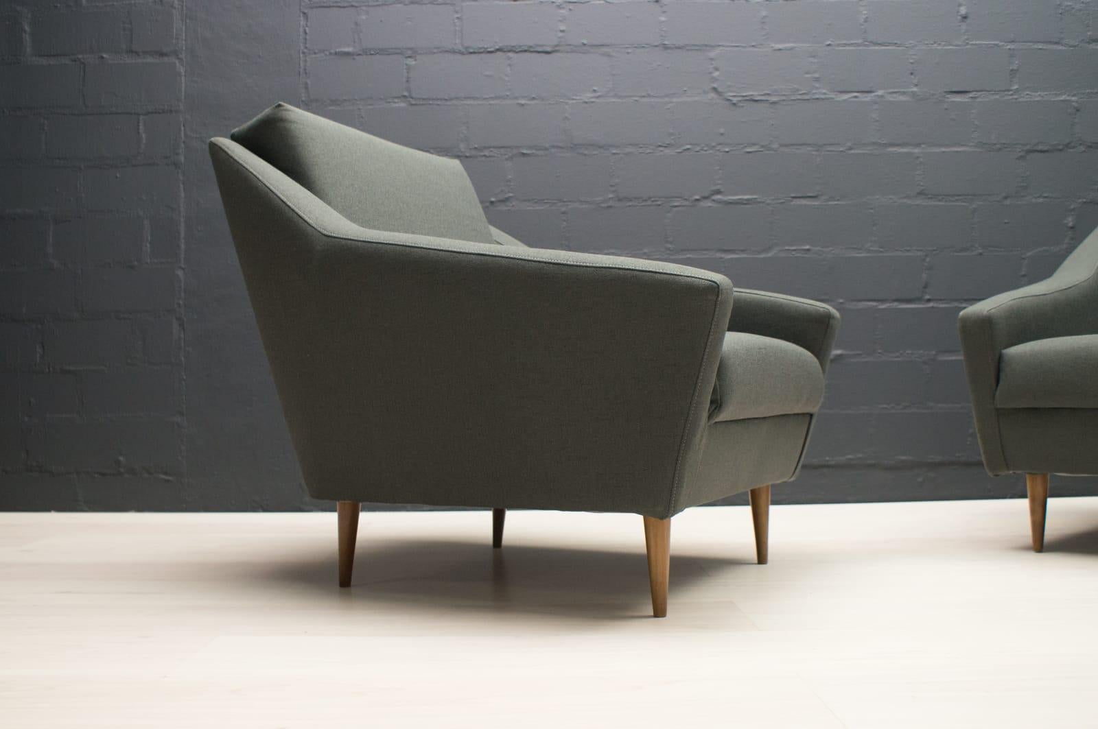 Set of 2 Armchairs in Wood and Fabric by Eddie Harlis for Hans Kaufeld, 1960s For Sale 5