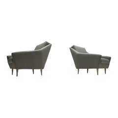 Set of 2 Armchairs in Wood and Fabric by Eddie Harlis for Hans Kaufeld, 1960s