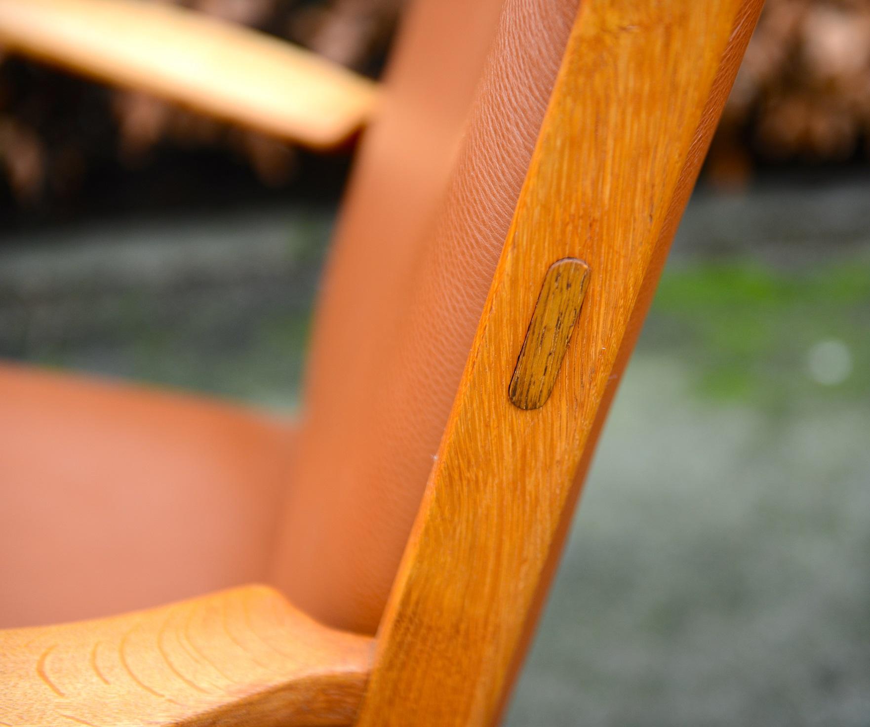 Danish Set of 2 Armchairs Model AP16, Oak and Leather by Hans J. Wegner, A.P. Stolen For Sale