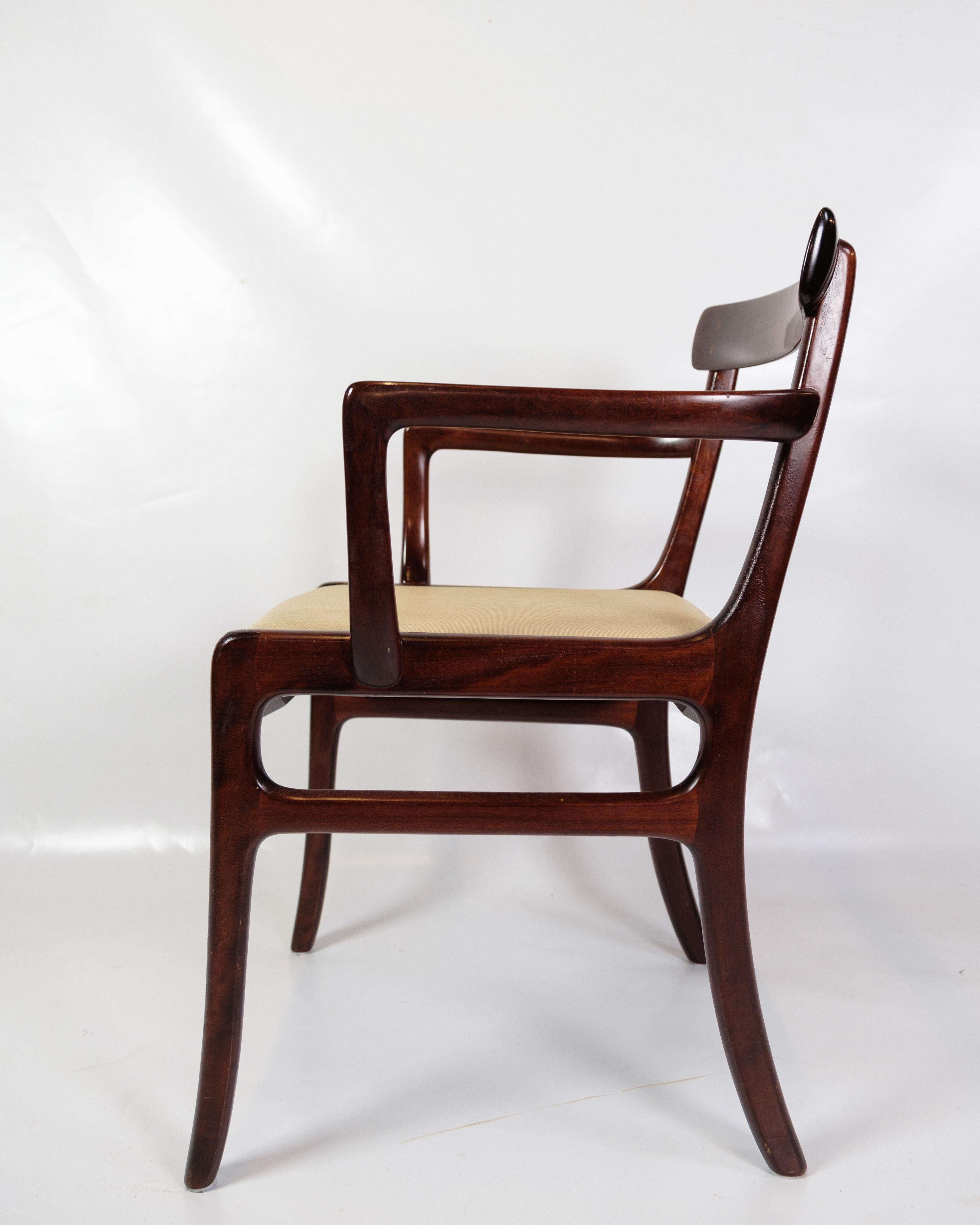 Mid-Century moderno Set di 2 poltrone modello Rungstedlund in mogano e tessuto di Ole Wanscher in vendita