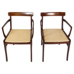 Set Of 2 Armchairs Model Rungstedlund Made In Mahogany & Fabric By Ole Wanscher
