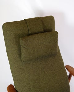 Set Of 2 Armchairs With Stool Made In Teak & Green Fabric By Alf Svensson