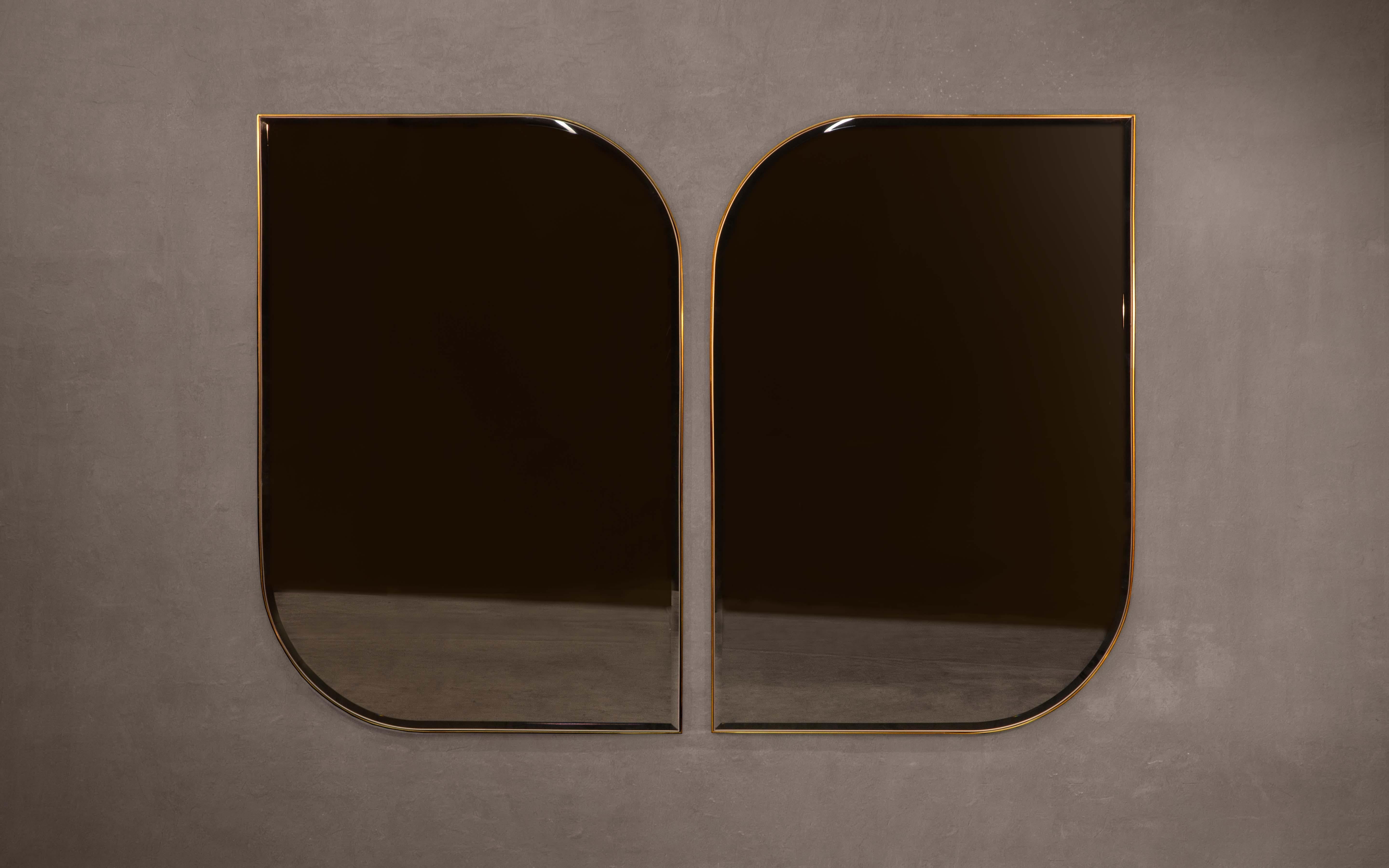 Set of 2 armstrong large mirrors by Novocastrian
Dimensions: W 2 x D 96 x H 144 cm
Materials: Polished brass, mirror

Also available in, Small, Medium sizes and different finishes.

