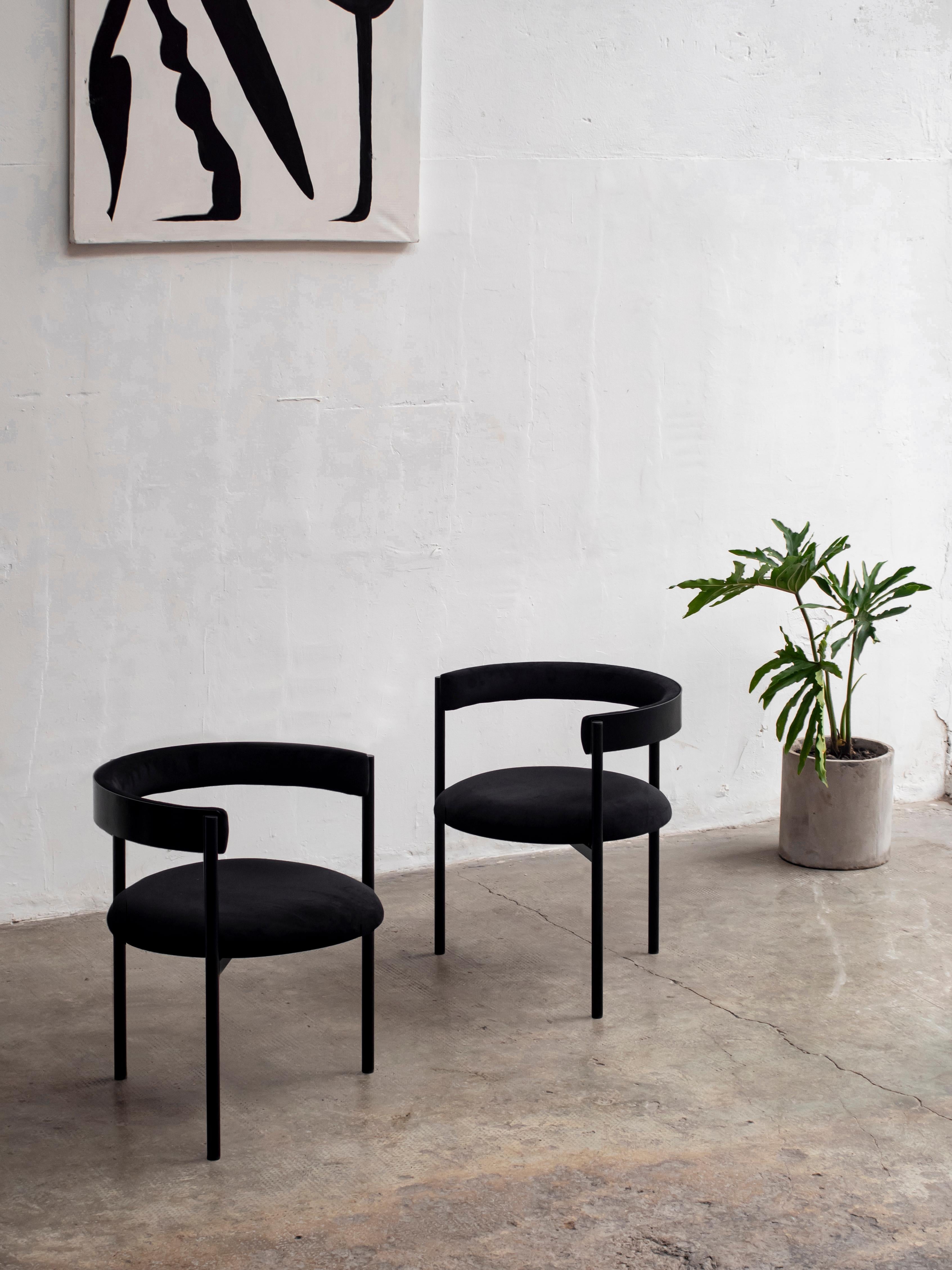 Contemporary Set of 2 Aro Chairs, Black by Ries