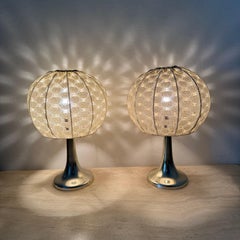 Set of 2 Aro leuchten table lamps with fabric shade , 1970s