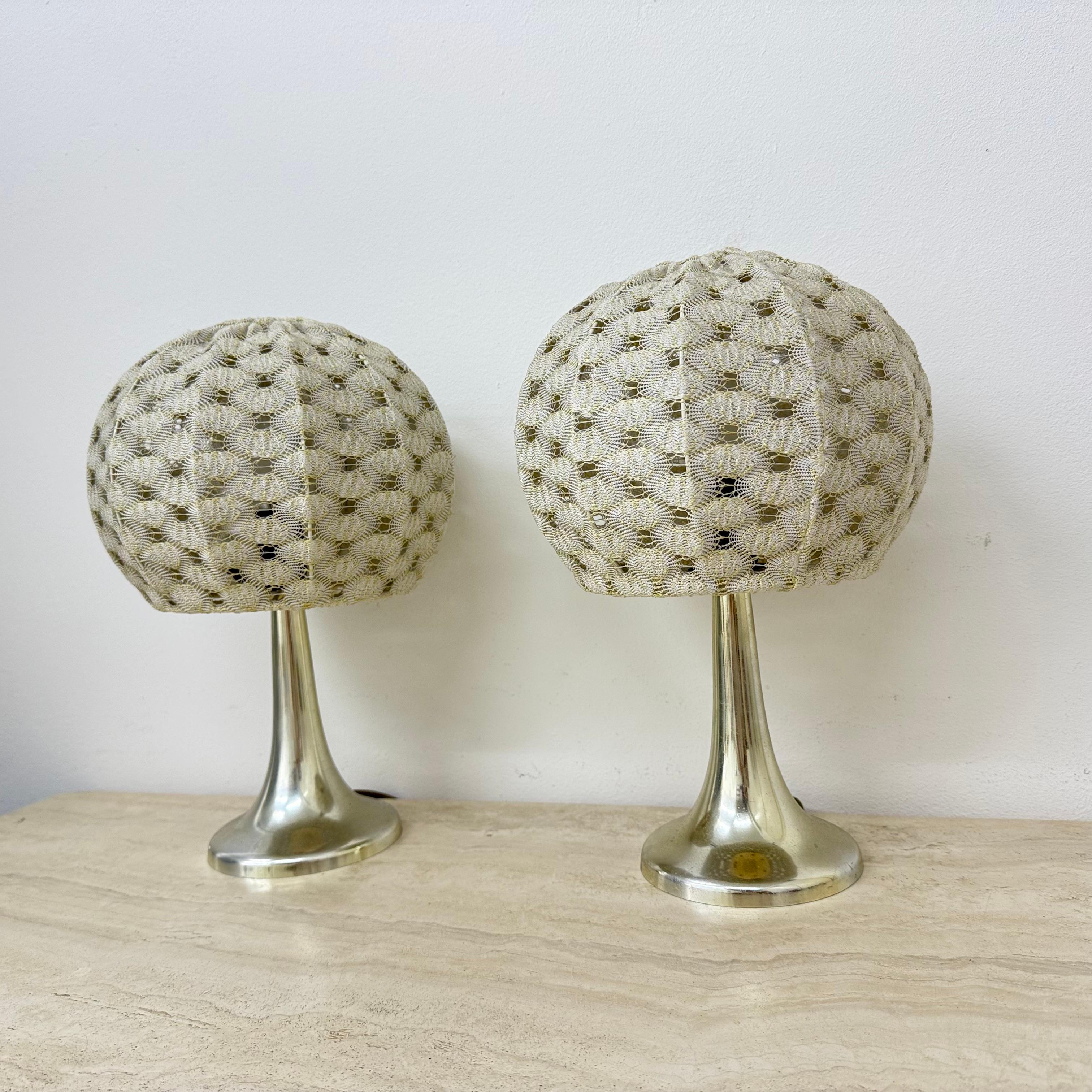 Mid-Century Modern Set of 2 Aro leuchten table lamps with fabric shade , 1970s For Sale