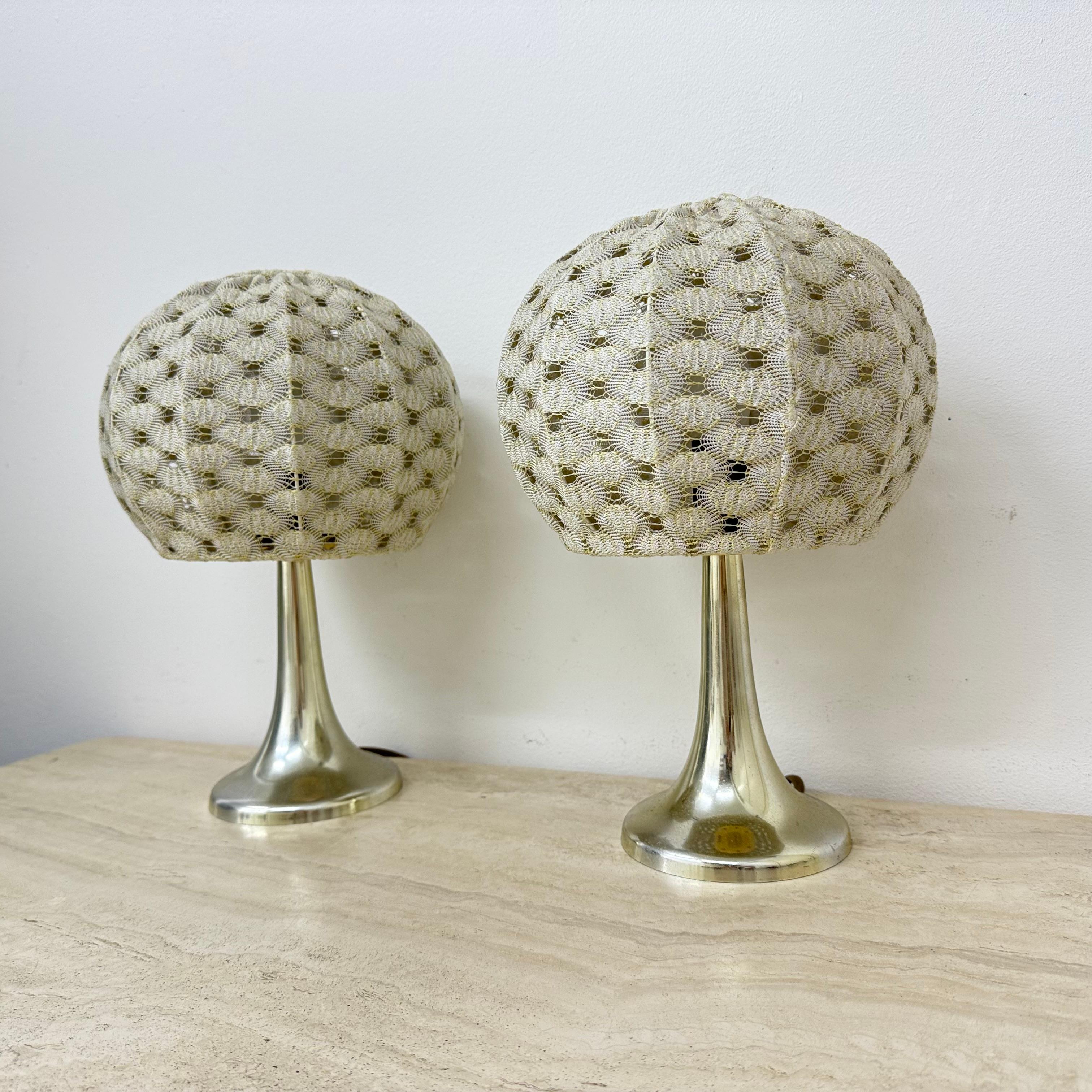 German Set of 2 Aro leuchten table lamps with fabric shade , 1970s For Sale