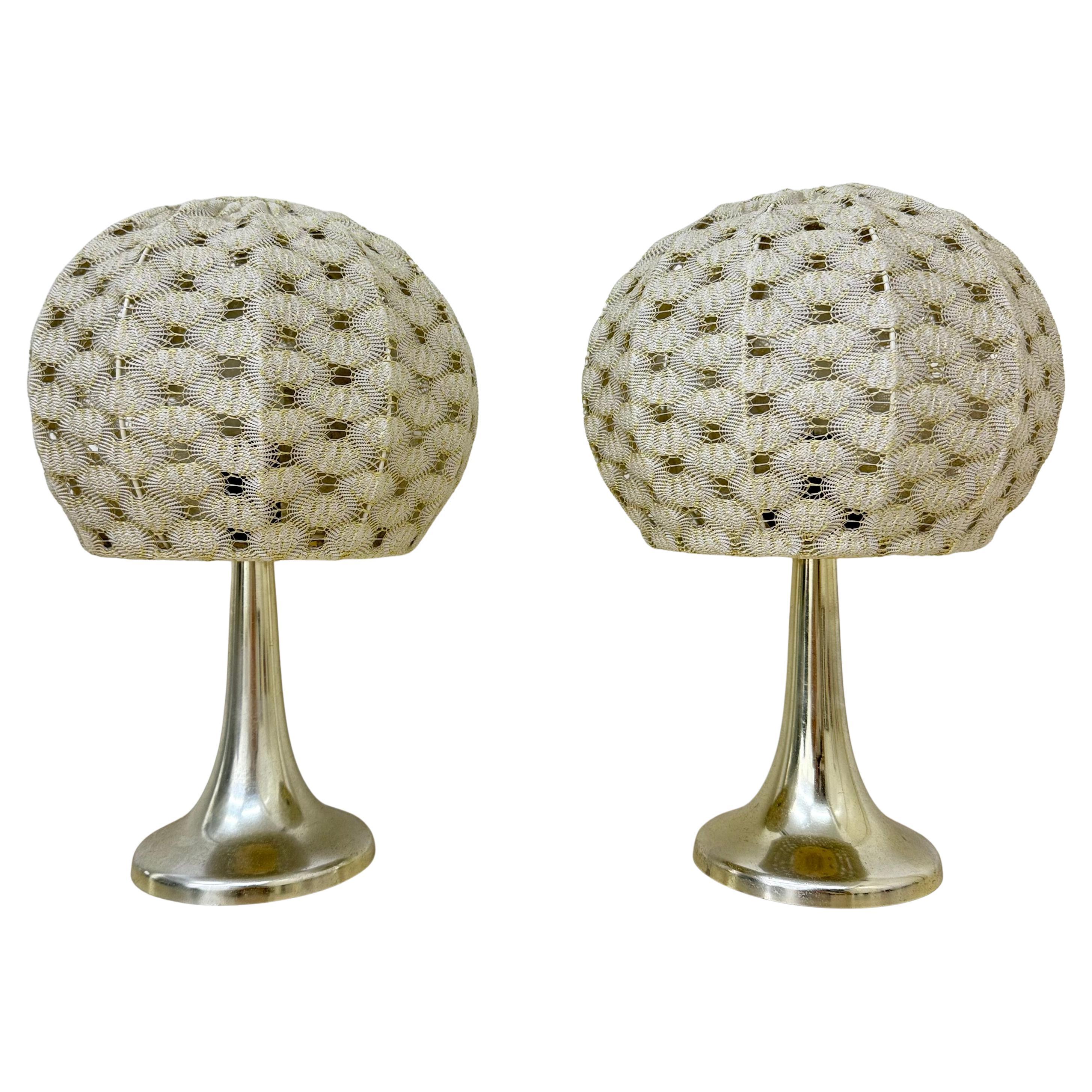 Set of 2 Aro leuchten table lamps with fabric shade , 1970s For Sale
