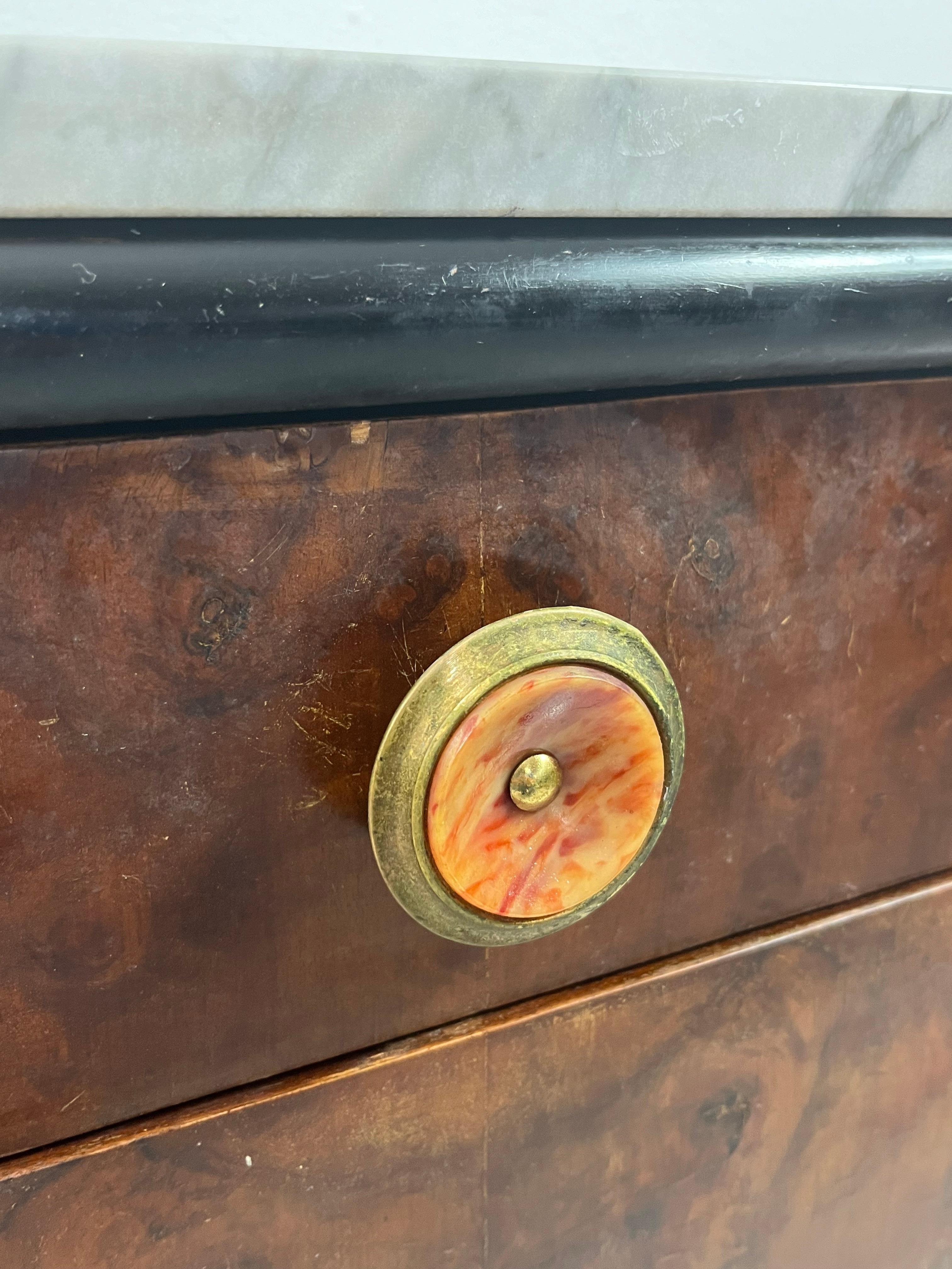 Set Of 2 Art Deco Bedside Tables With Marble Top, 1930s For Sale 3