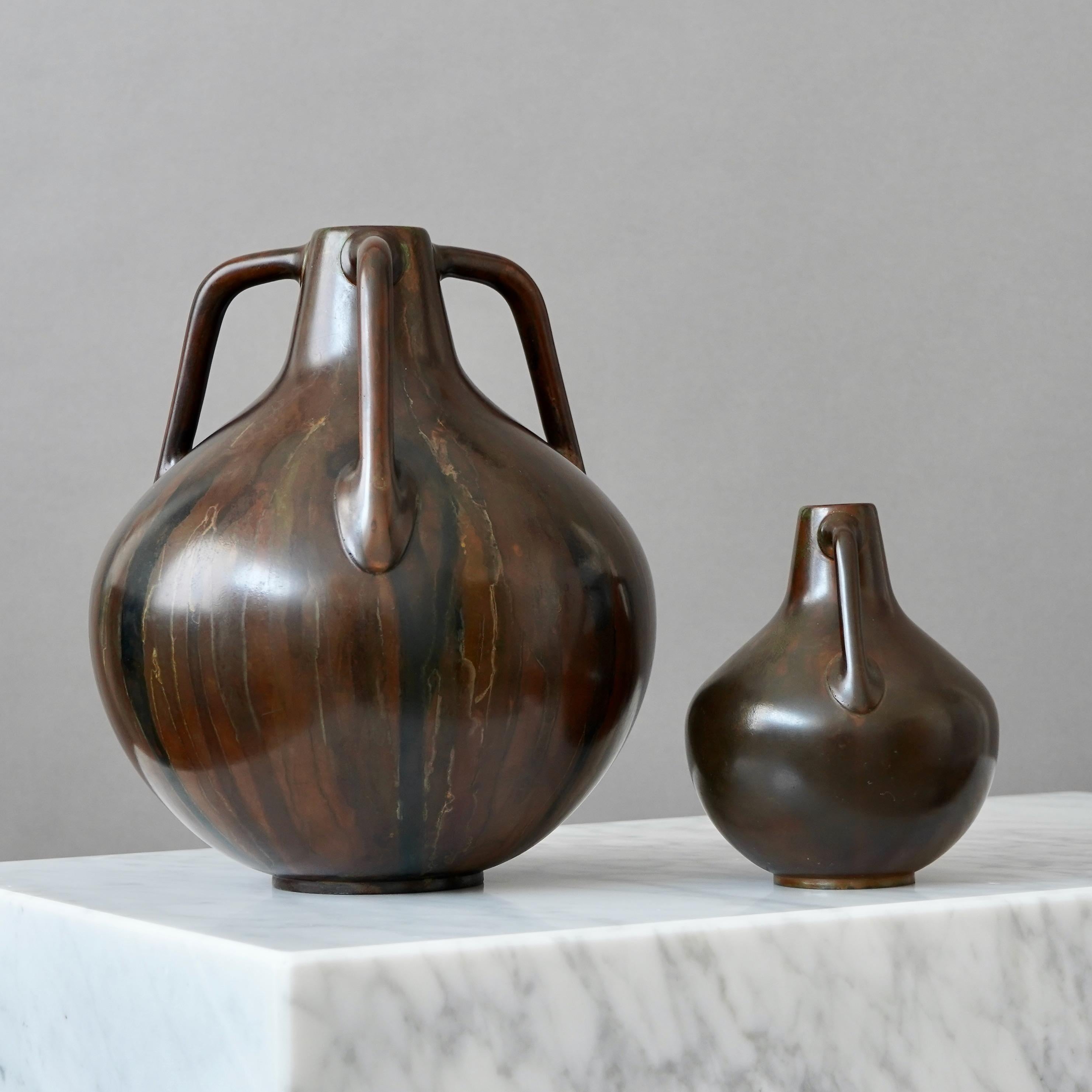 Set di 2 vasi in bronzo Art Deco. Svezia, anni '40 in vendita 5