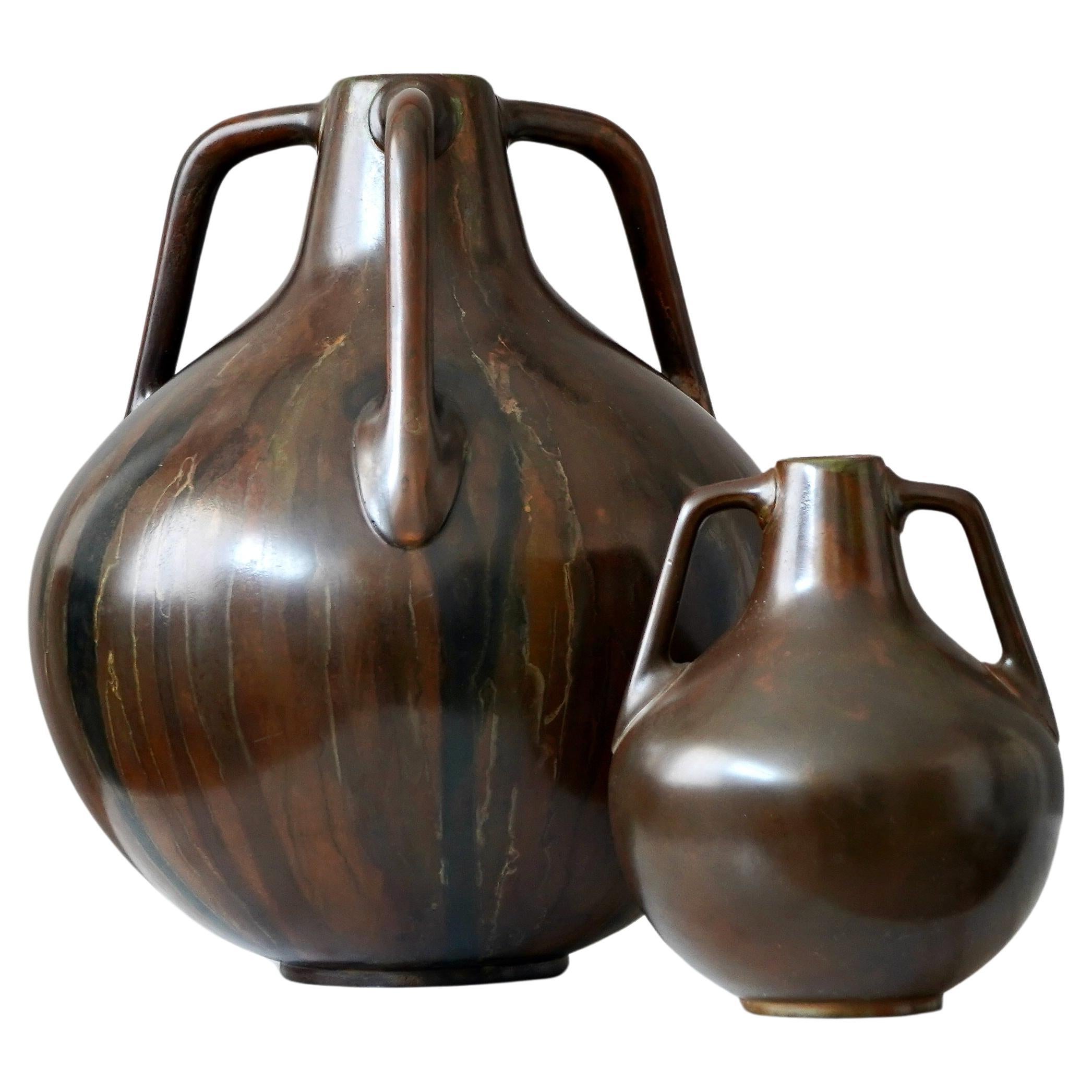 Set di 2 vasi in bronzo Art Deco. Svezia, anni '40