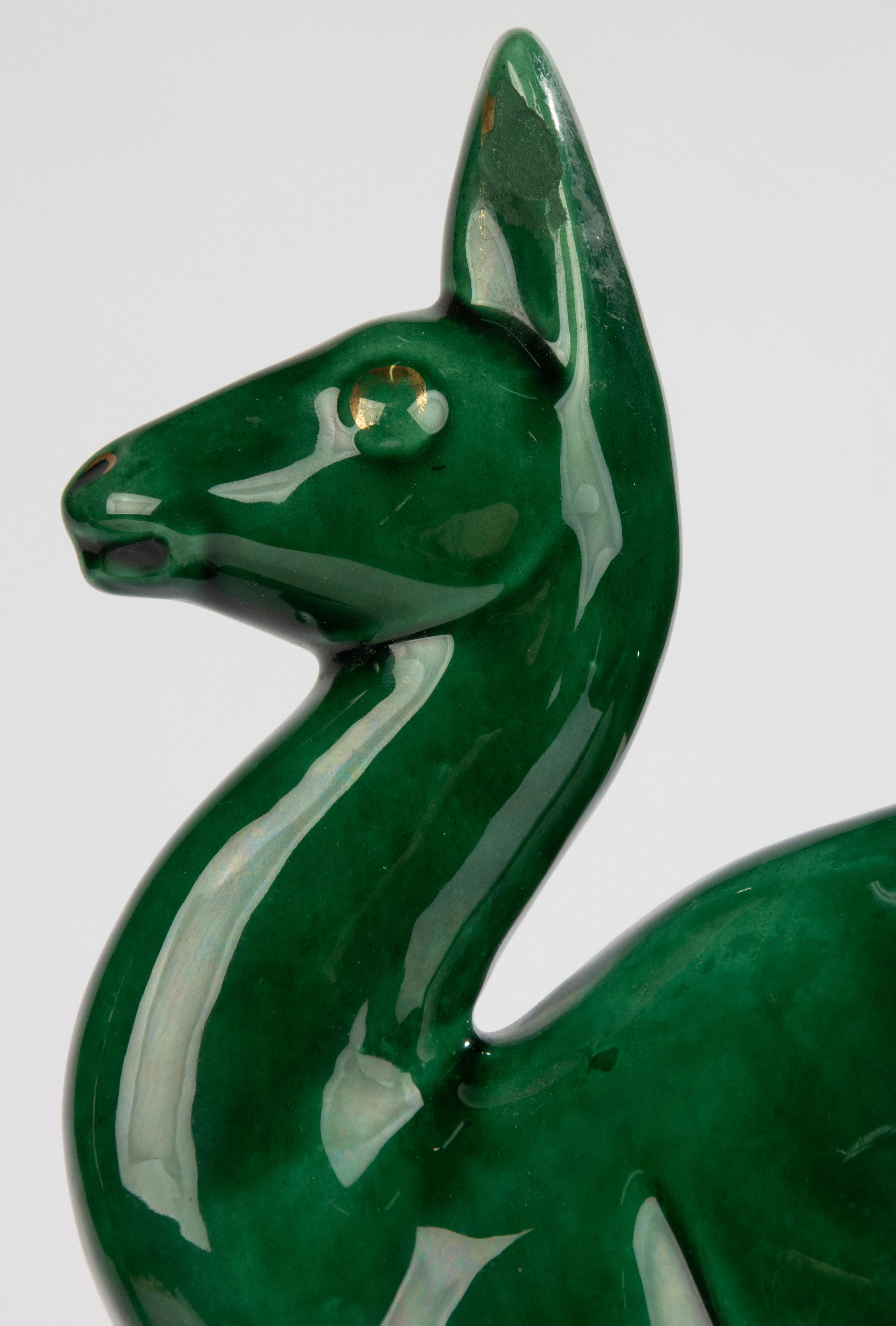 Lote de 2 Esculturas de Cerámica Art Déco - Ciervo - San Clemente en venta 2