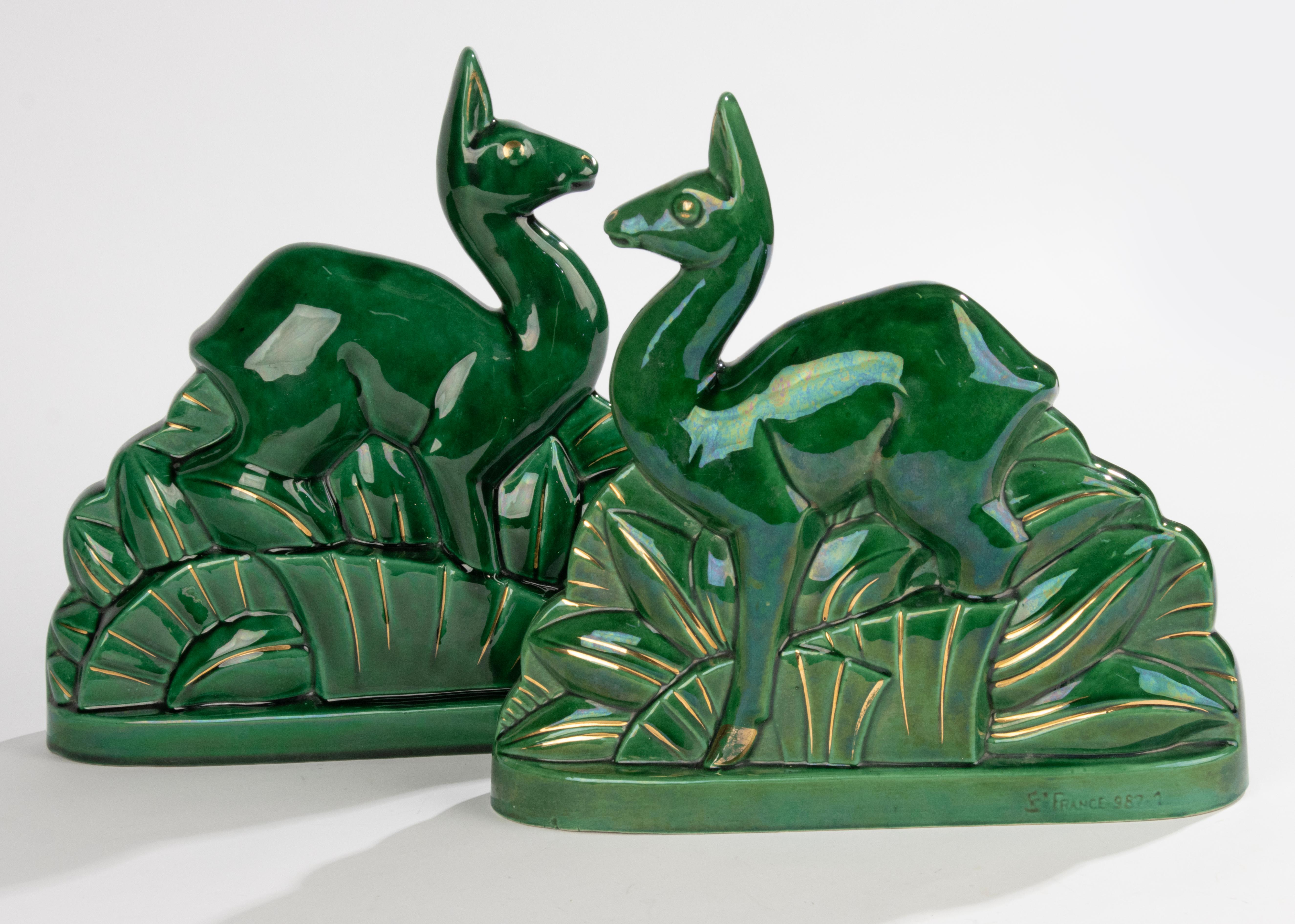 Lote de 2 Esculturas de Cerámica Art Déco - Ciervo - San Clemente en venta 3