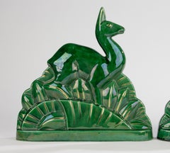 Set of 2 Art Deco Ceramic Sculptures - Deer - Saint Clement