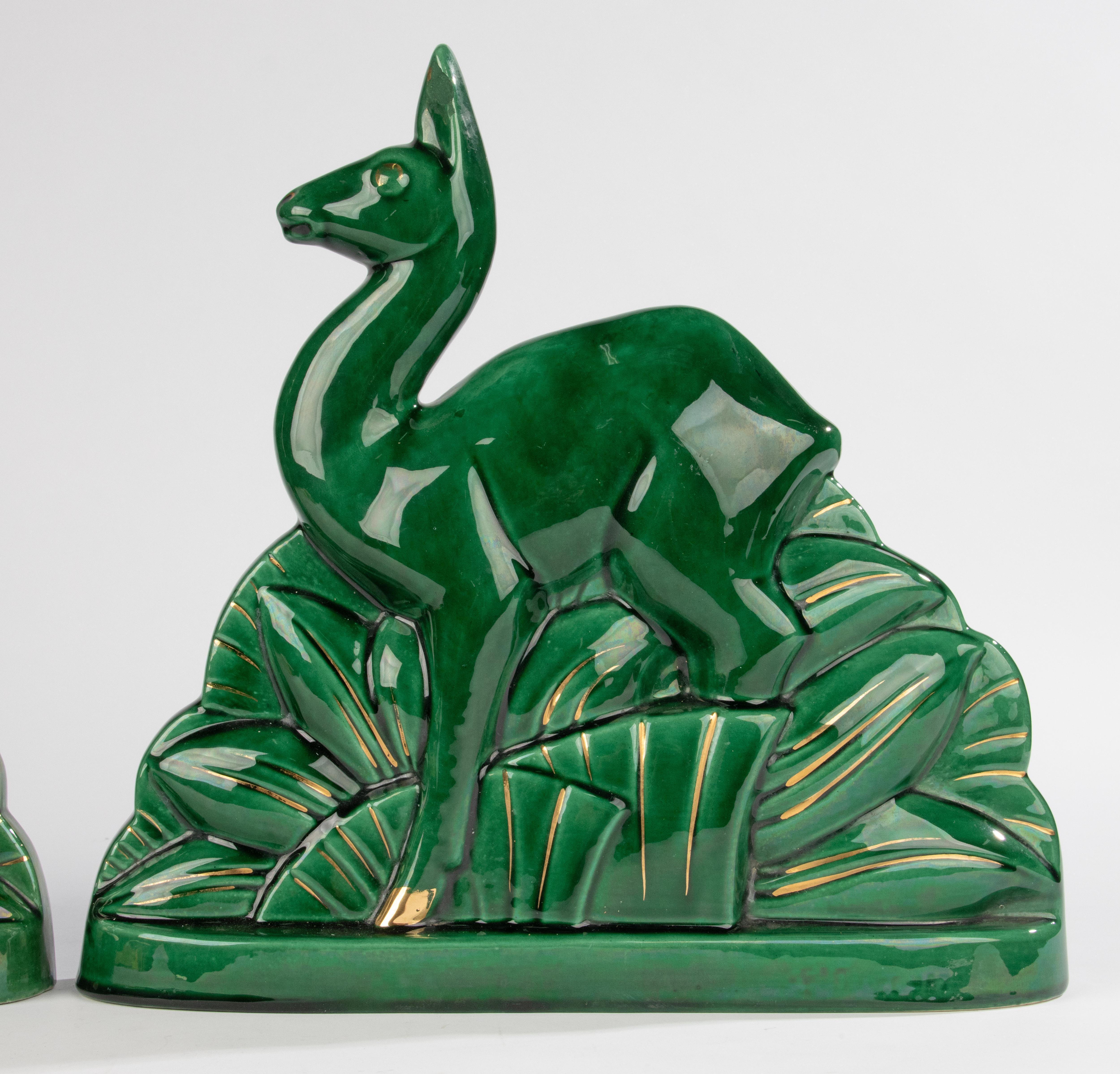 Lote de 2 Esculturas de Cerámica Art Déco - Ciervo - San Clemente mediados del siglo XX en venta
