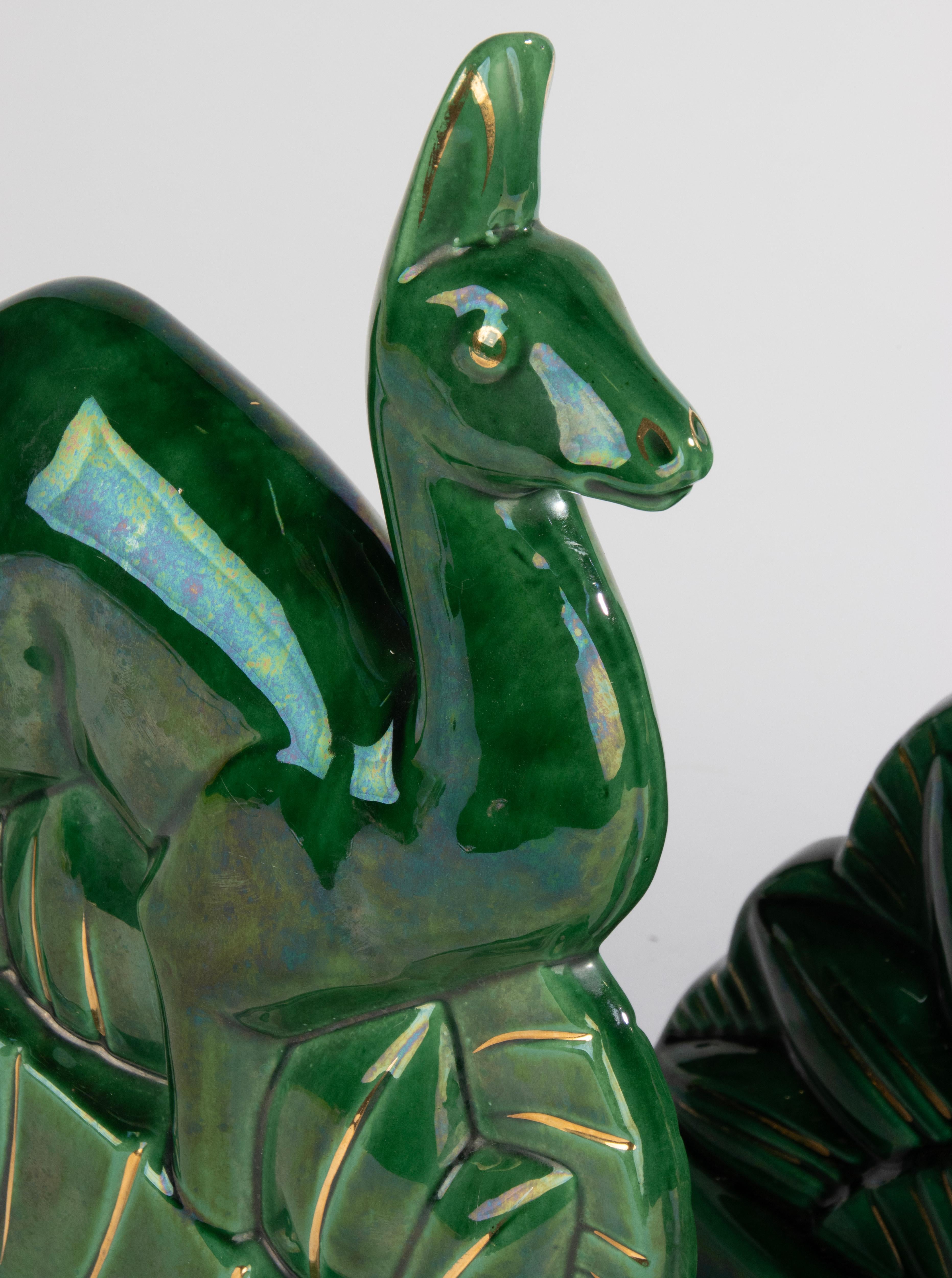 Lote de 2 Esculturas de Cerámica Art Déco - Ciervo - San Clemente Cerámico en venta