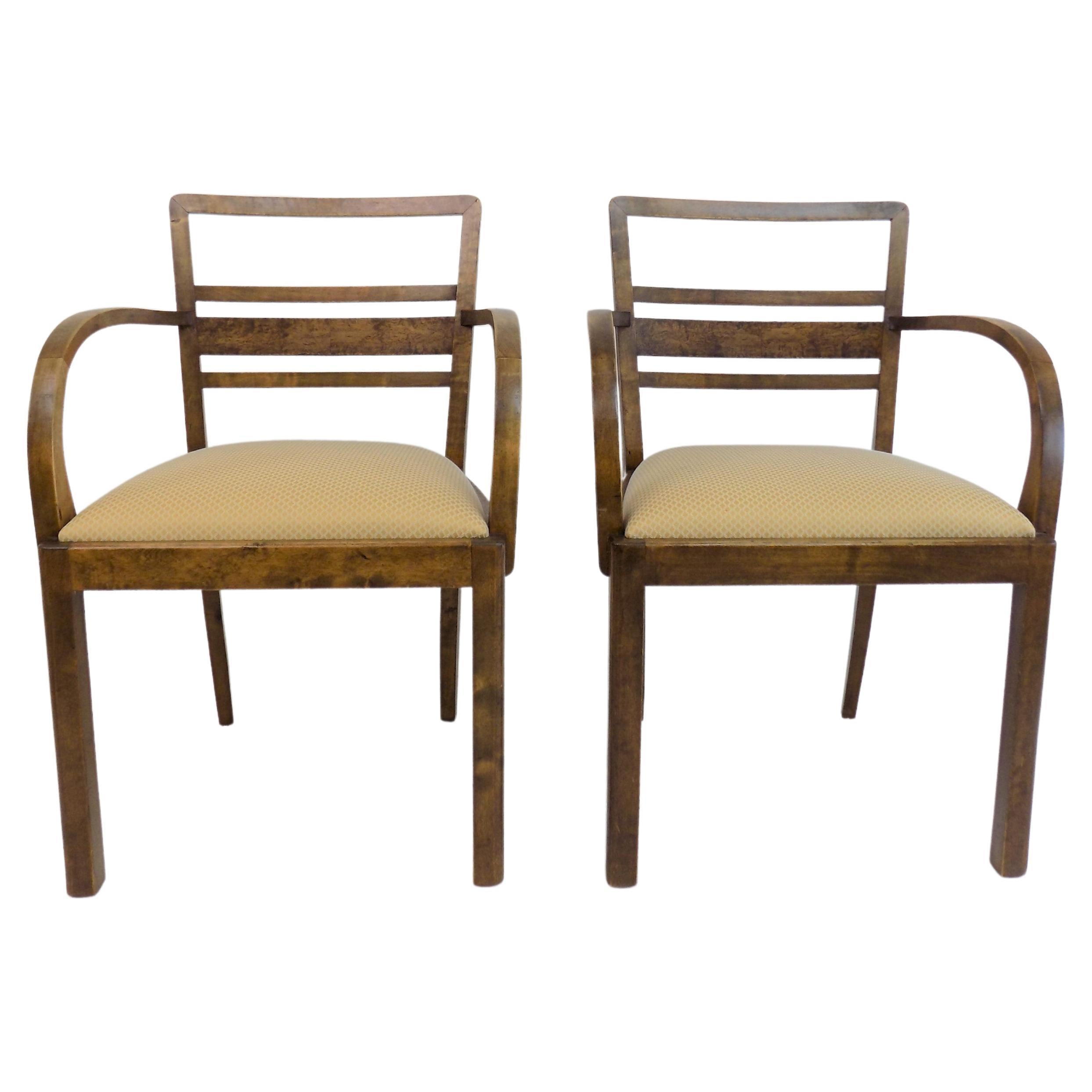 Suite of 6 Art Deco Chairs in Walnut and Walnut Veneer, circa 1930 For