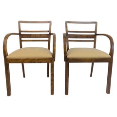 Set of 2 Art Deco Chairs in Birch Burl