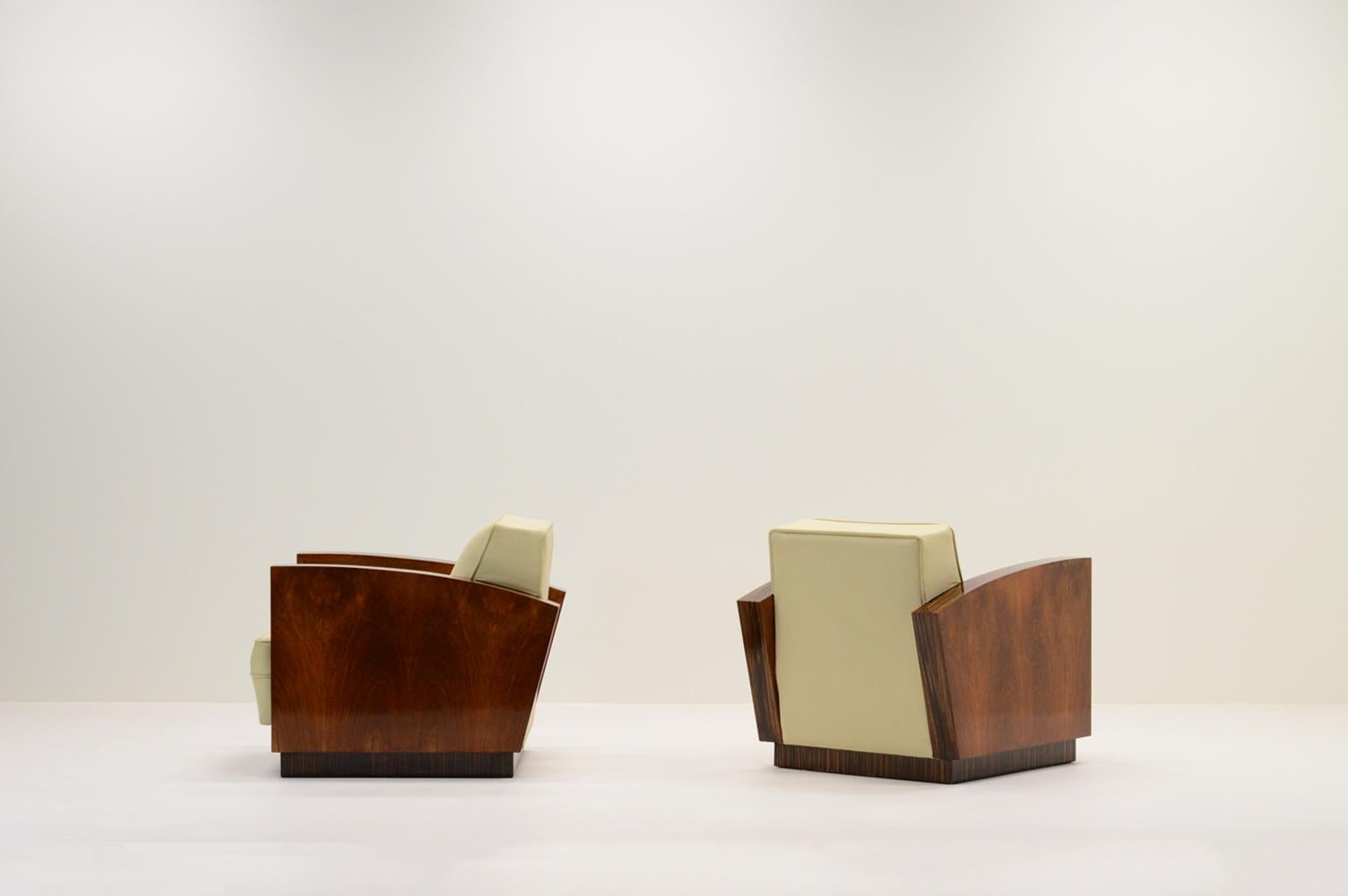 Ensemble de 2 fauteuils club Art déco, France, années 1930 Bon état - En vente à Landgraaf, NL
