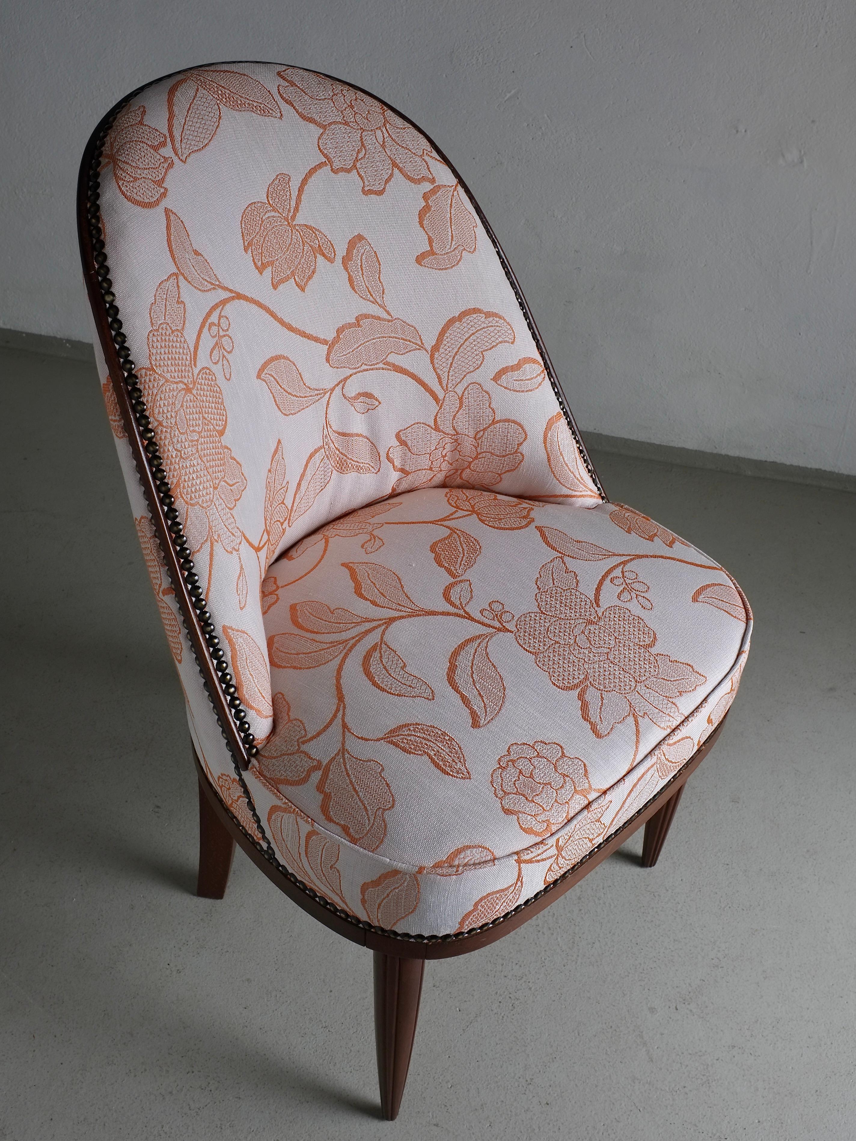 Set di 2 sedie con schienale curvo in mogano Art Déco, Francia, anni '20 in vendita 4