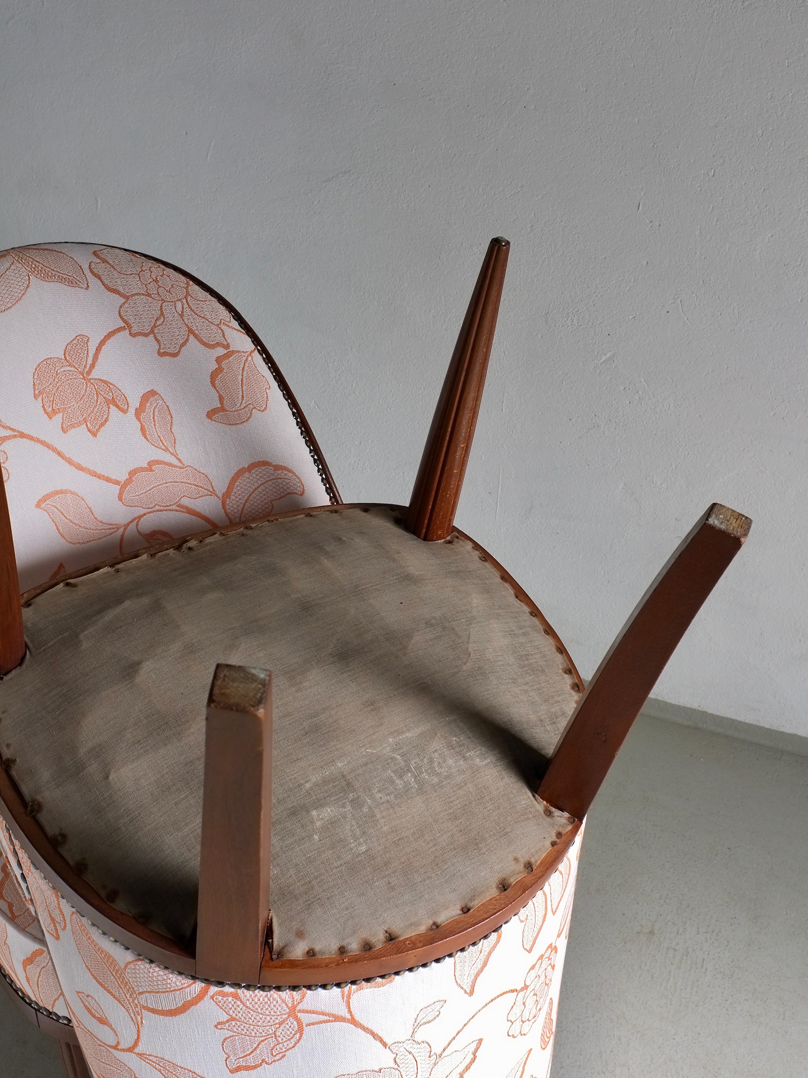 Set di 2 sedie con schienale curvo in mogano Art Déco, Francia, anni '20 in vendita 6