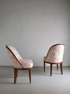 Set of 2 Art Deco Mahogany Curved Back Chairs, France, 1920s
