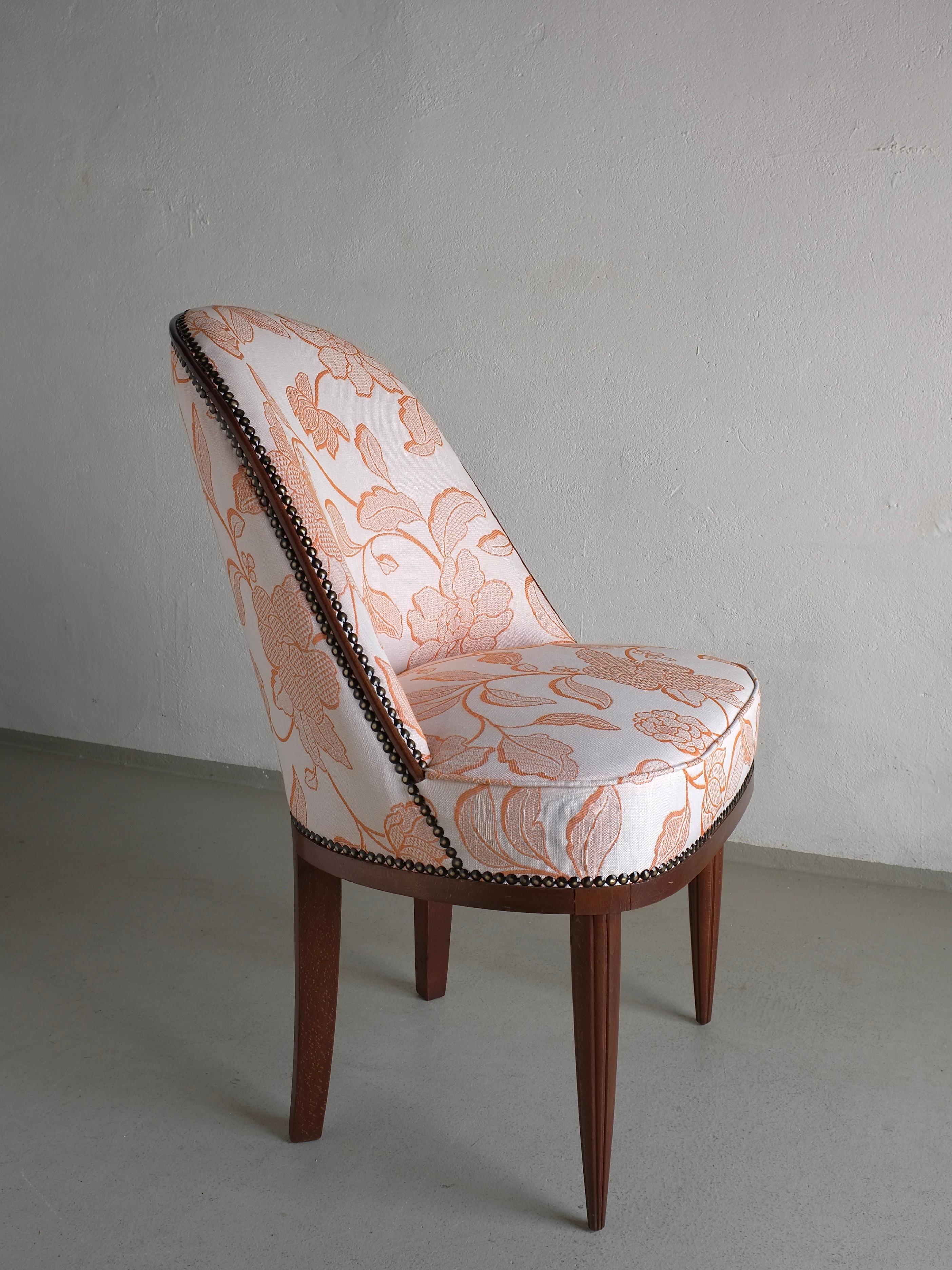 Set di 2 sedie con schienale curvo in mogano Art Déco, Francia, anni '20 in vendita 3