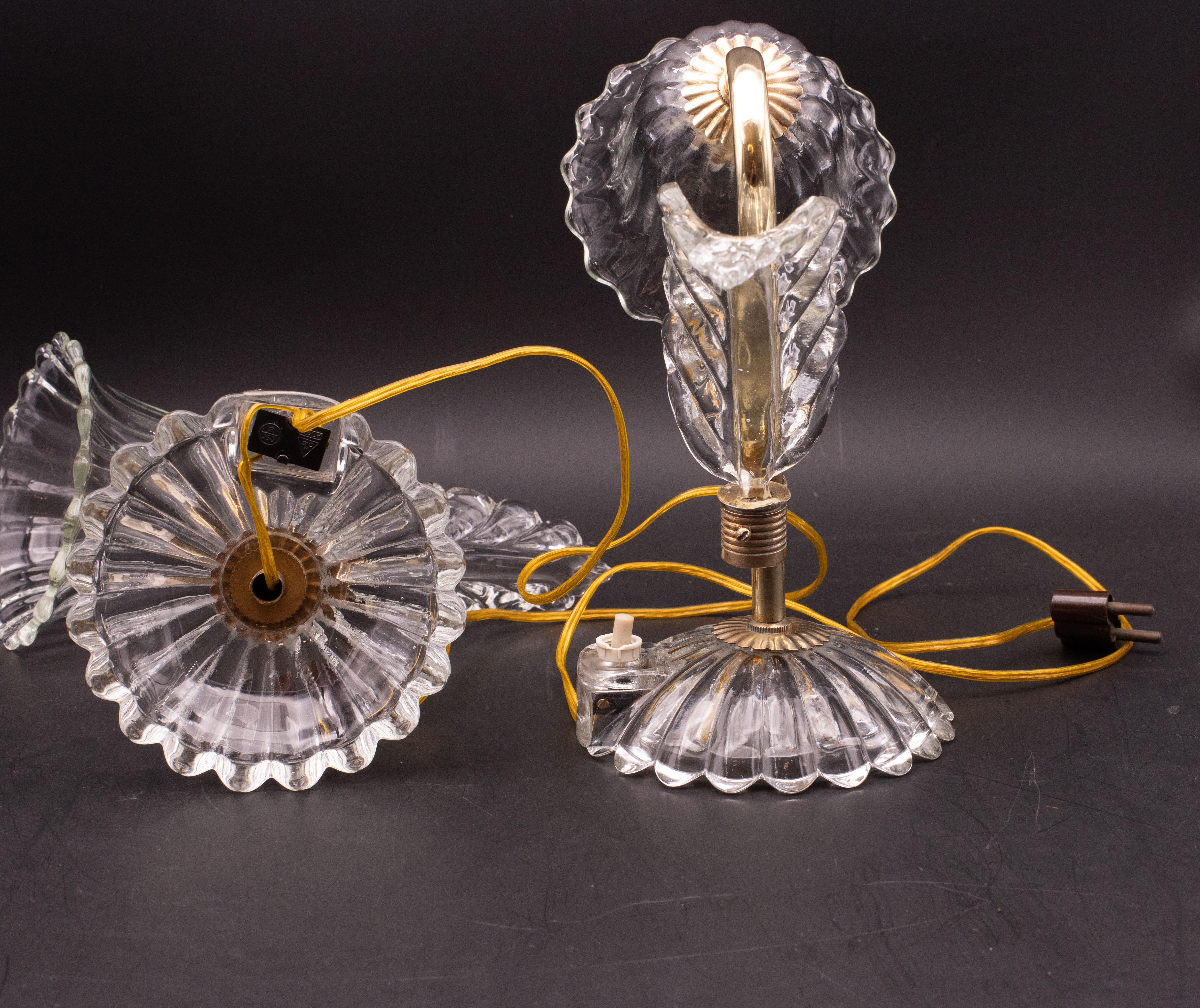 2er-Set Art Decò Murano Glas Barovier e Toso Tischlampe, 1940 im Angebot 6