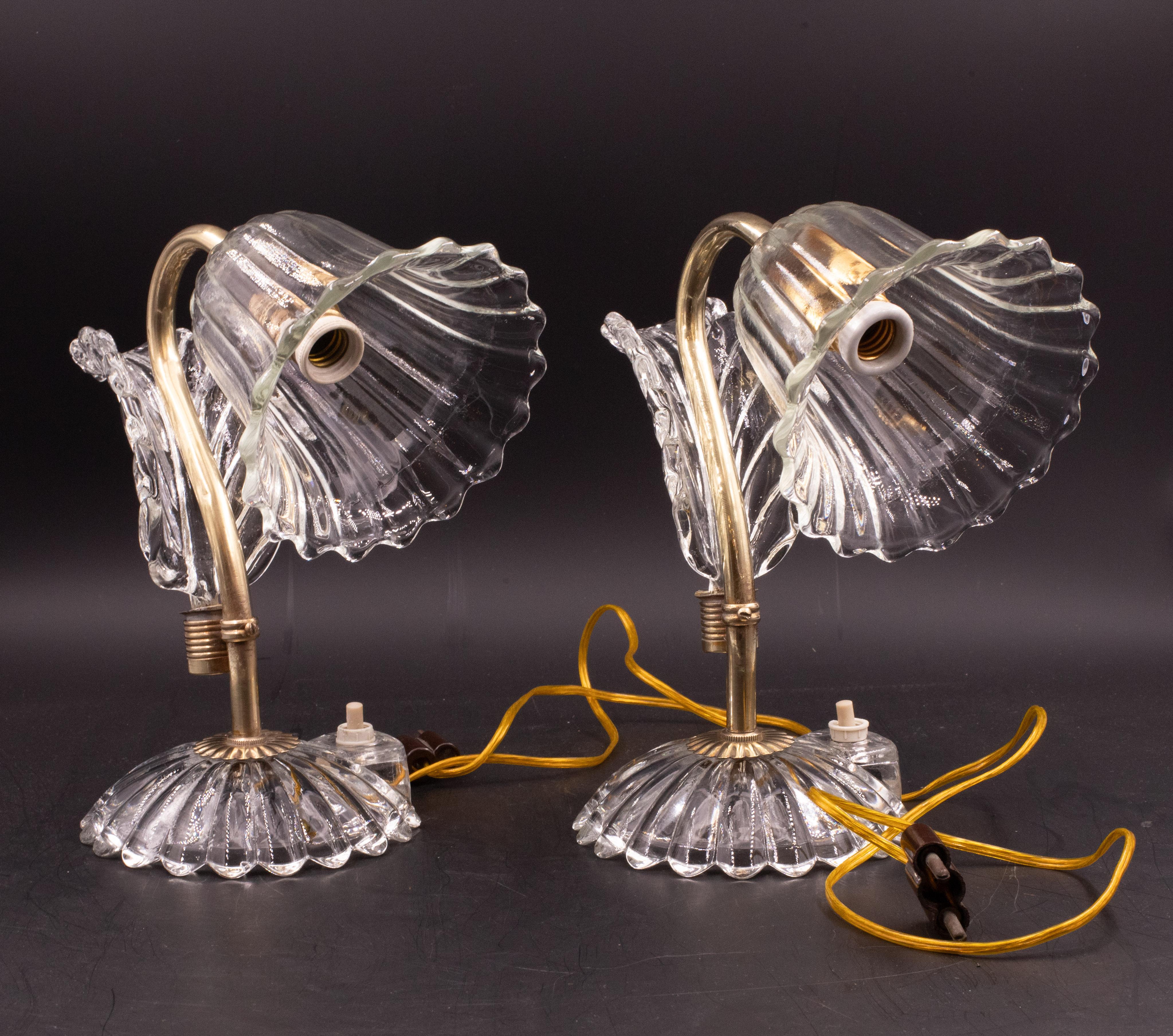 2er-Set Art Decò Murano Glas Barovier e Toso Tischlampe, 1940 (Muranoglas) im Angebot
