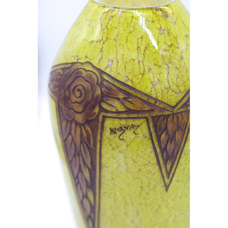 Set of 2 Art Deco Ovoid Vases by F-T Legras, 1920s For Sale 5