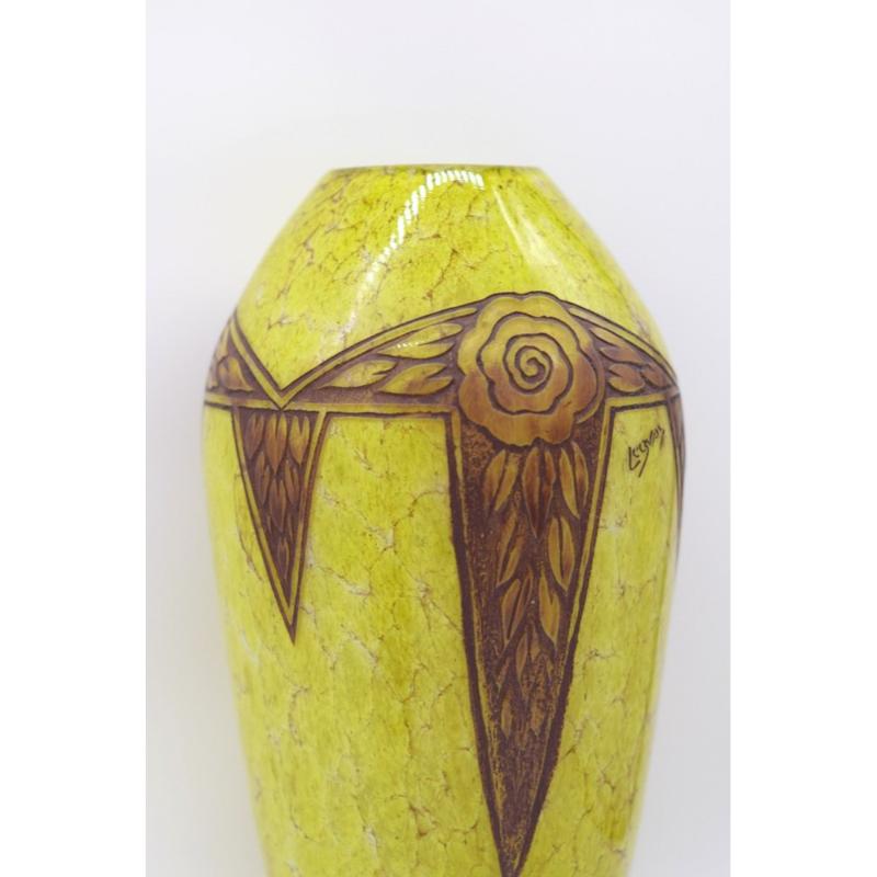 Set of 2 Art Deco Ovoid Vases by F-T Legras, 1920s For Sale 14