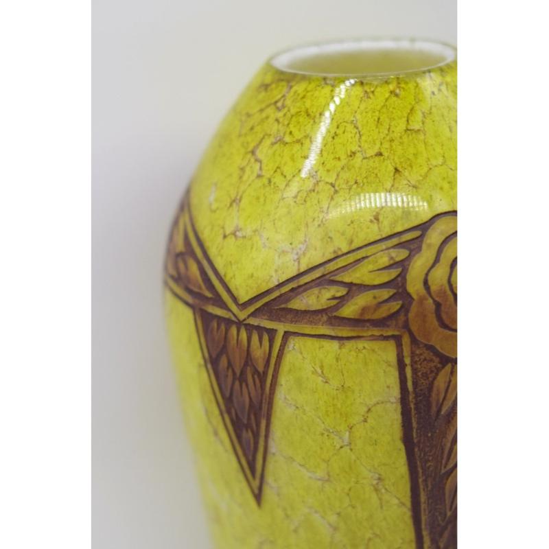Ceramic Set of 2 Art Deco Ovoid Vases by F-T Legras, 1920s For Sale