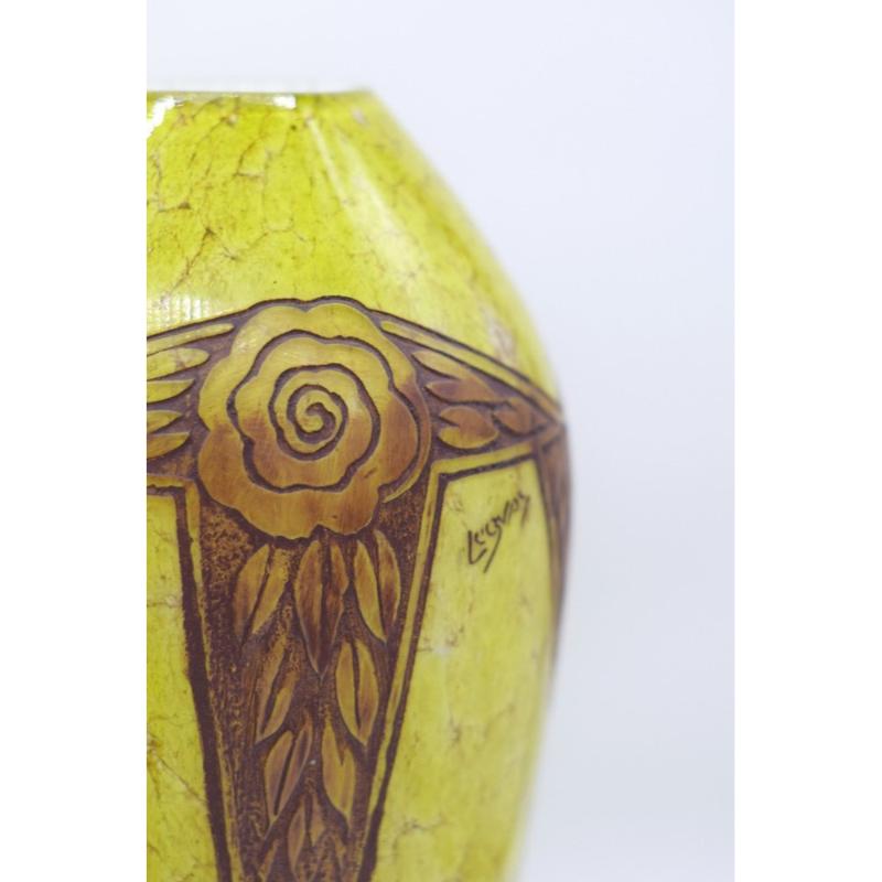 Set of 2 Art Deco Ovoid Vases by F-T Legras, 1920s For Sale 3