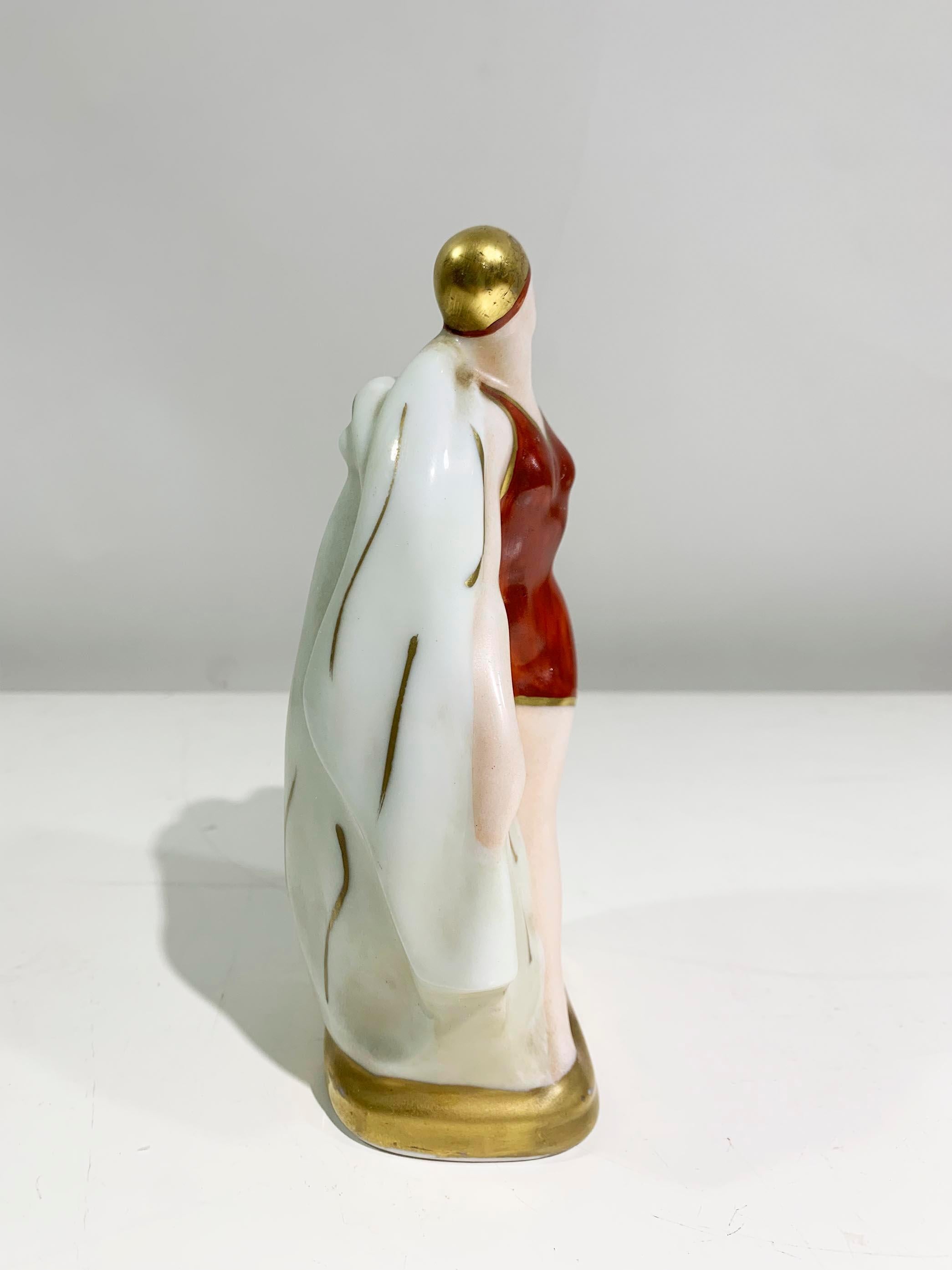 French Set of 2 Art Deco Porcelain Figurines Signed Amelin - Rauche / 