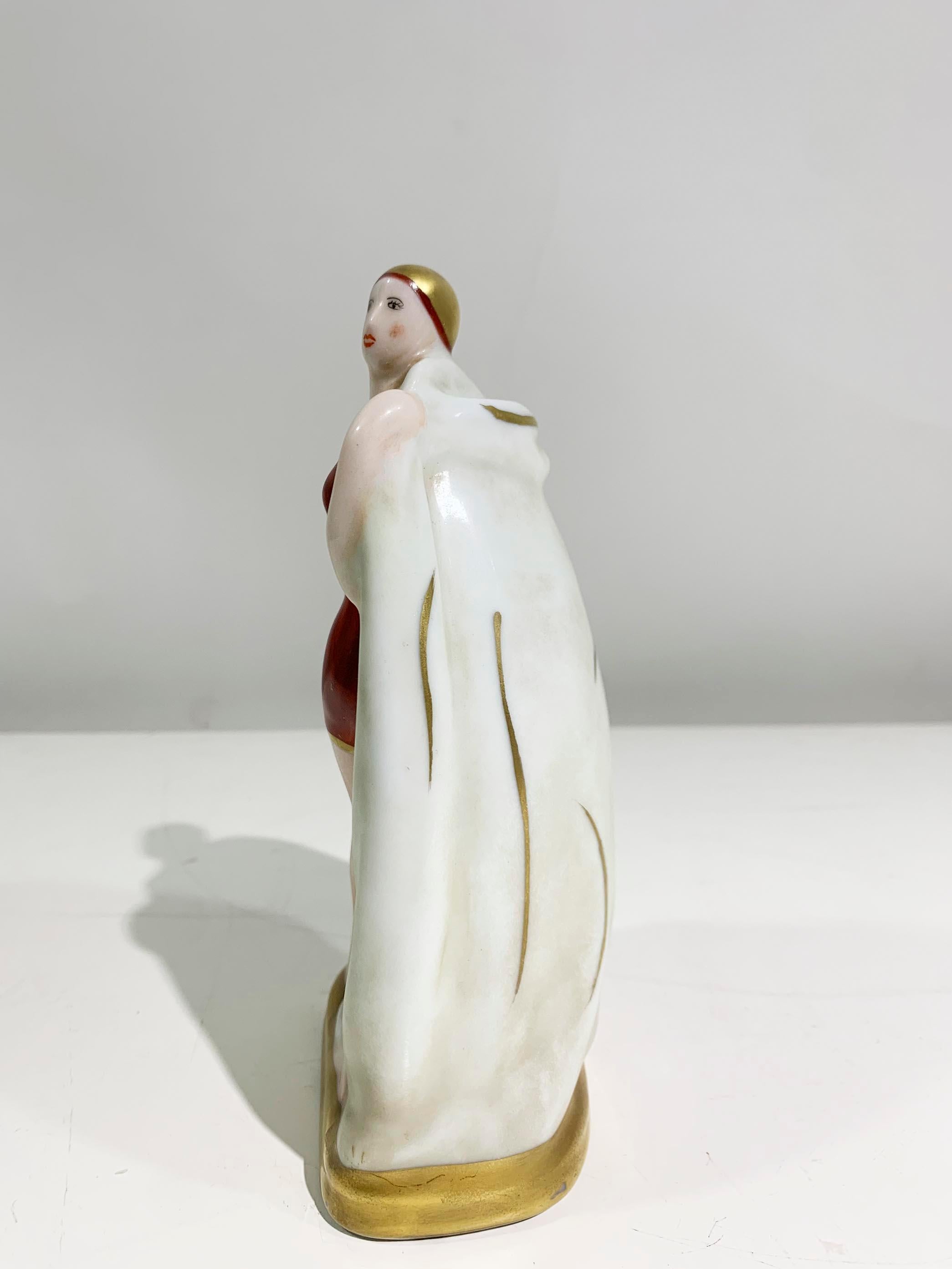 Set of 2 Art Deco Porcelain Figurines Signed Amelin - Rauche / 