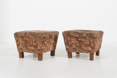 Set aus 2 Art-Déco-Hockern mit Original-Polsterung, Frankreich 1930