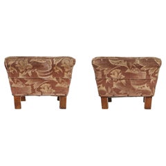Set of 2 Art Deco poufs with original upholstery, France 1930