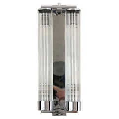 Set of 2 Art Deco Sconces in Chrome with Dual Glass Rod Columns, France 1930s
